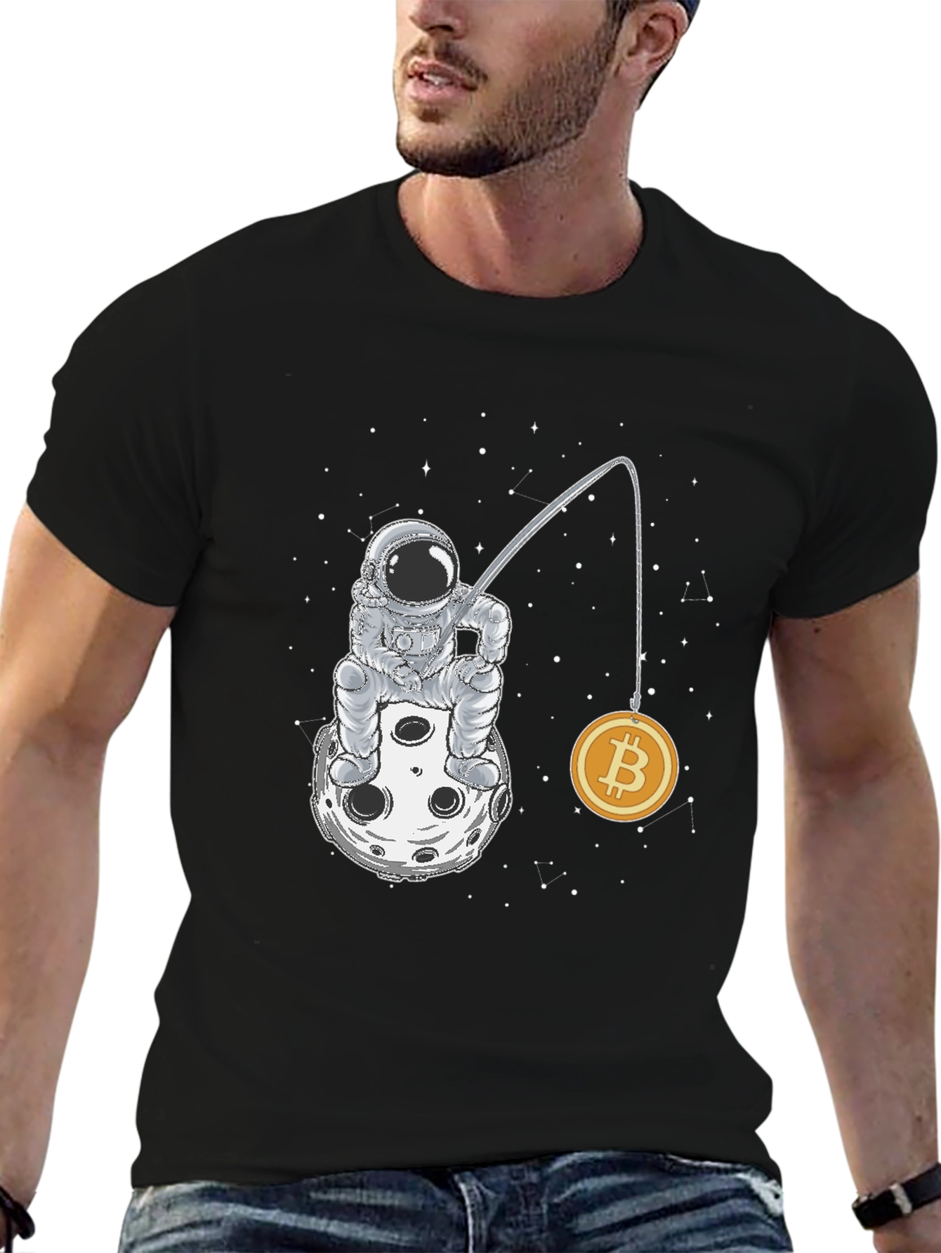 Astronaut Bitcoin Fishing T-Shirt
