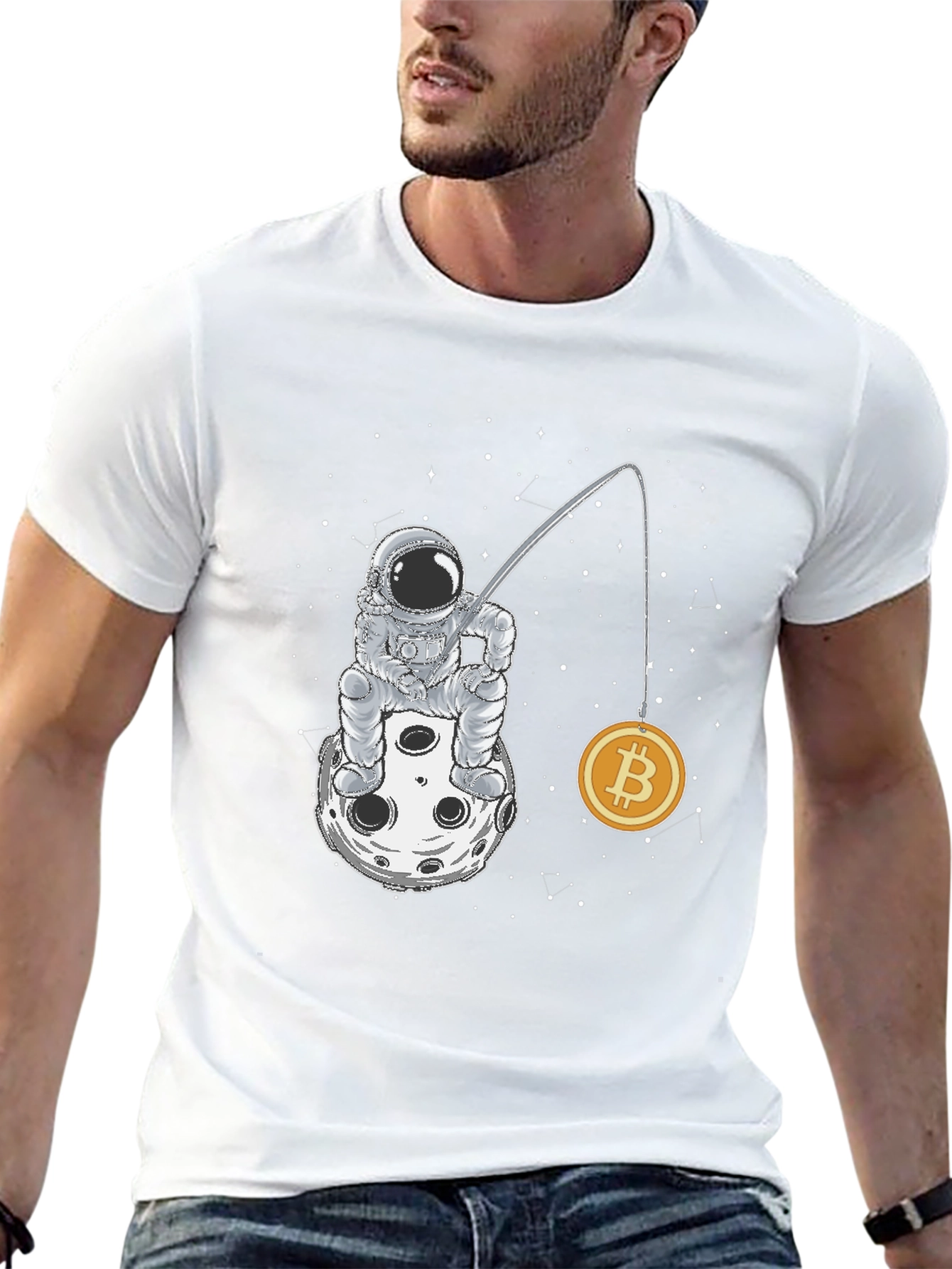 Astronaut Bitcoin Fishing T-Shirt