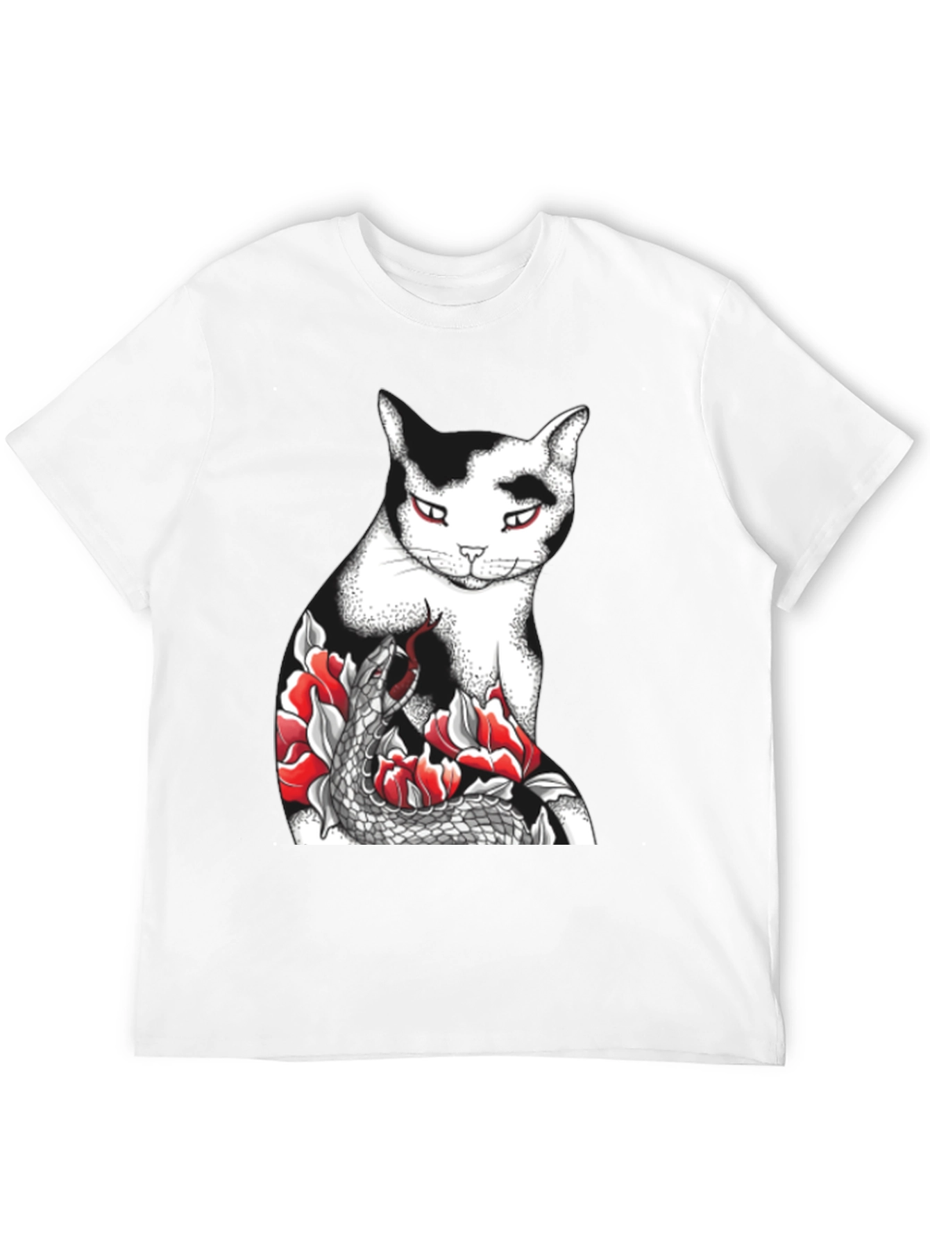 Cat & Snake Graphic Tee - Unique Design