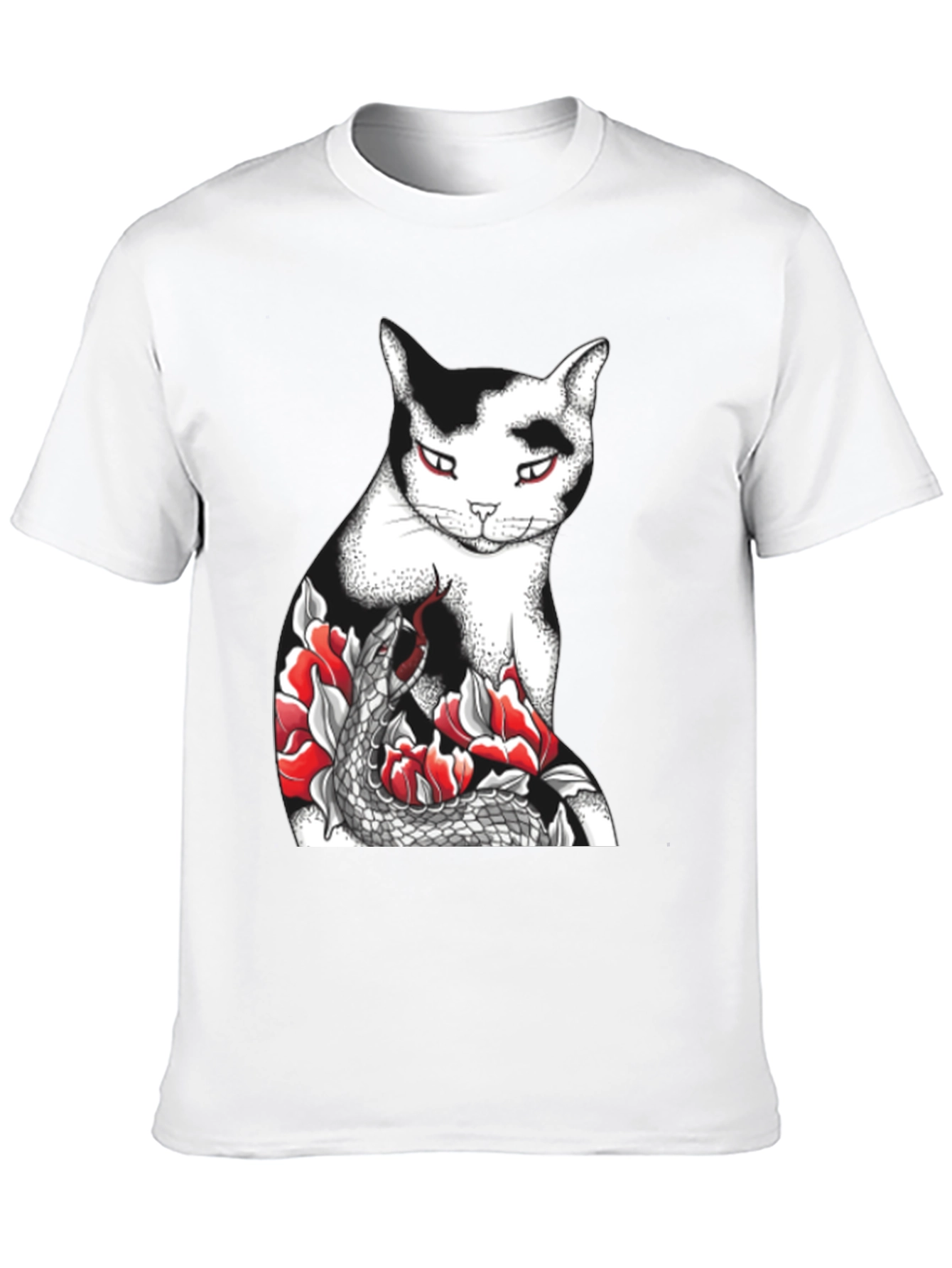 Cat & Snake Graphic Tee - Unique Design