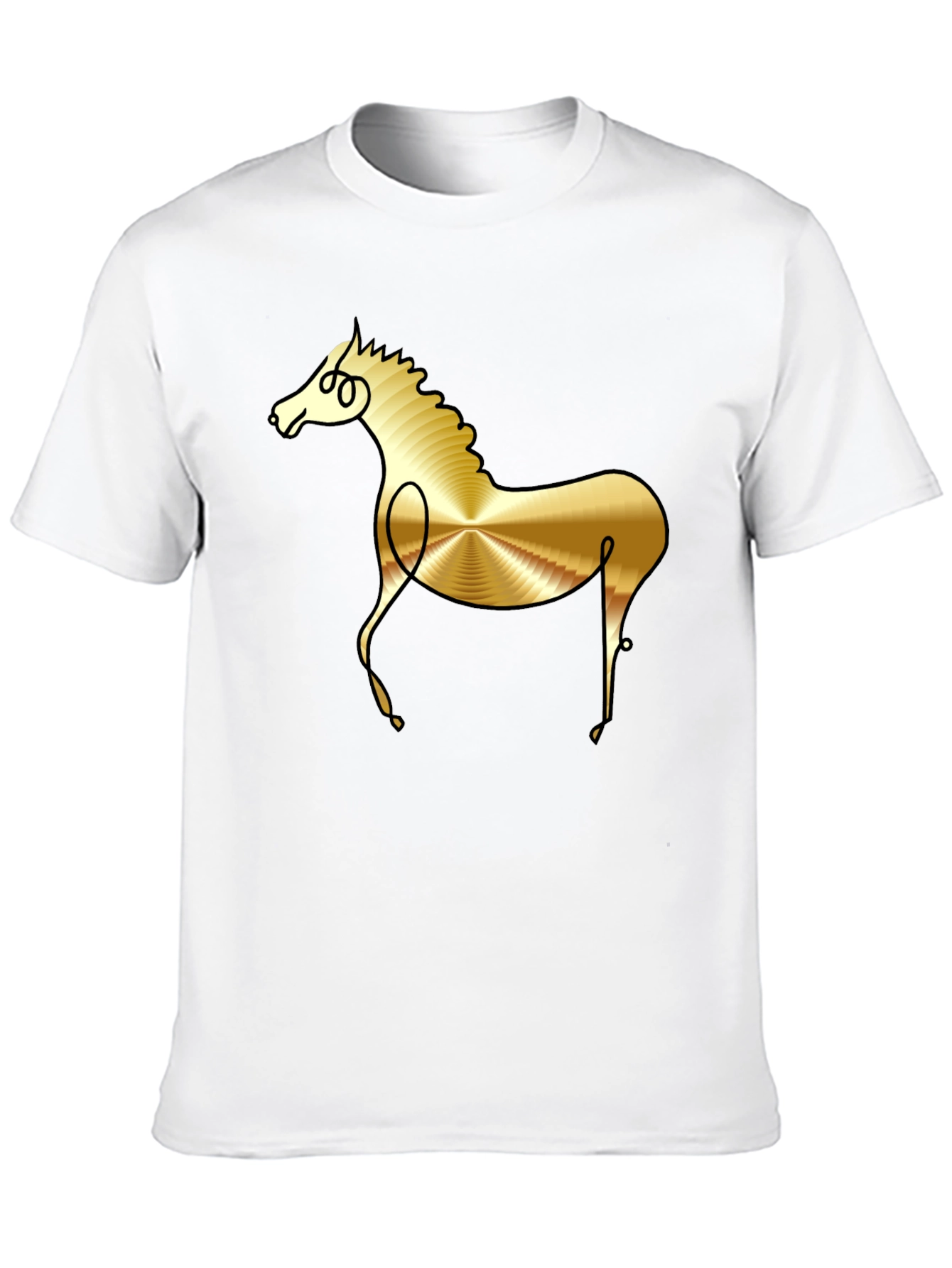 Abstract Golden Horse Graphic Black T-Shirt