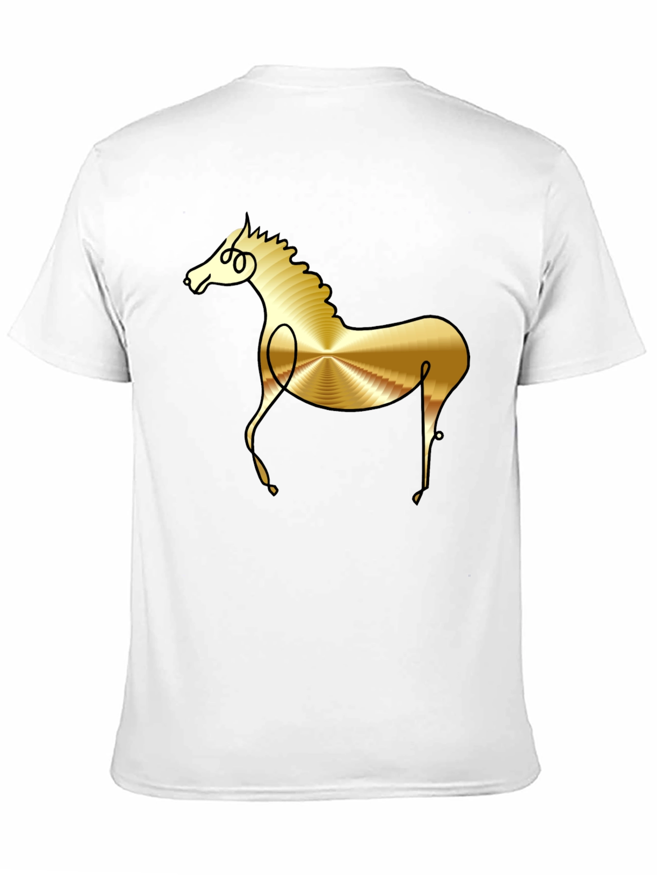 Abstract Golden Horse Graphic Black T-Shirt