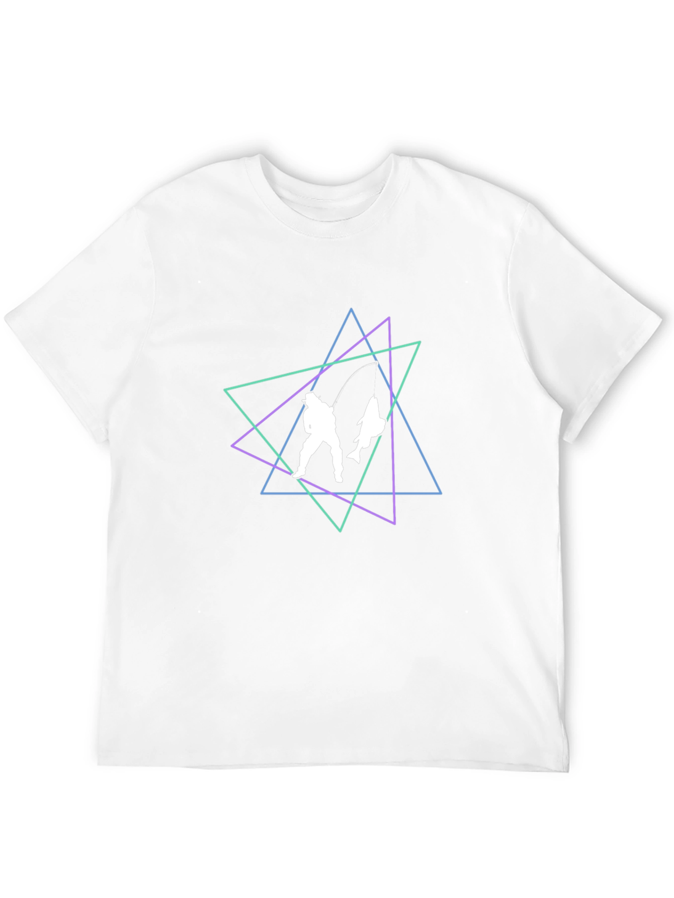 Geometric Fishing T-Shirt - Black Cotton Blend