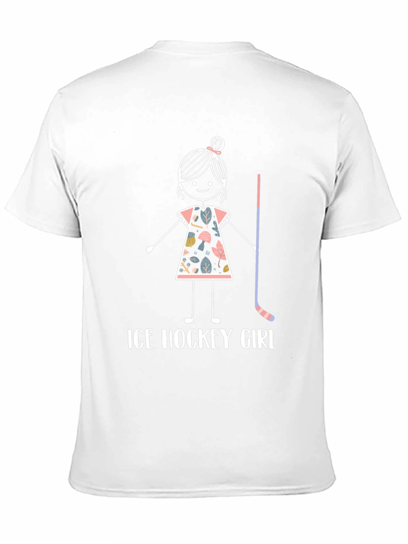 Ice Hockey Girl T-Shirt - Cute Stick Figure Design