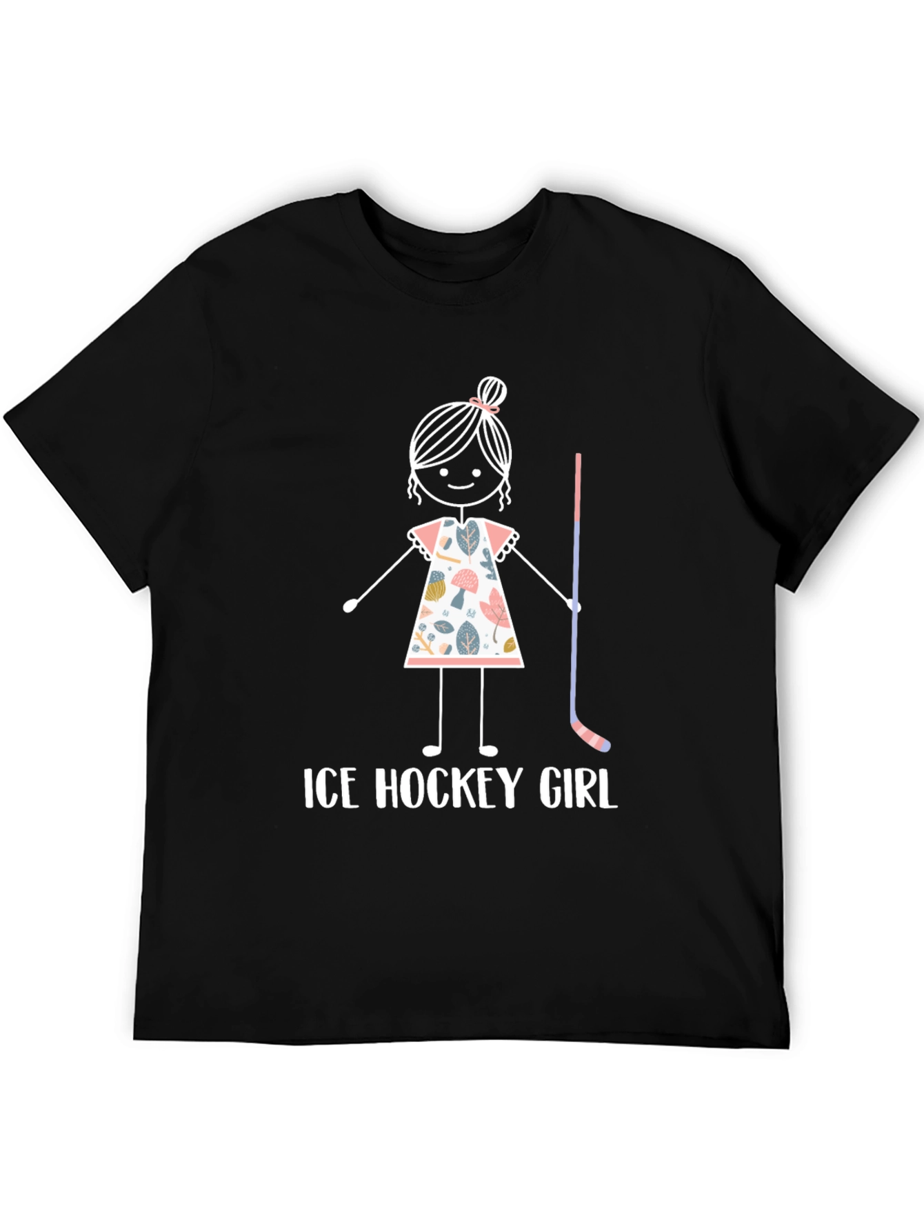 Ice Hockey Girl T-Shirt - Cute Stick Figure Design