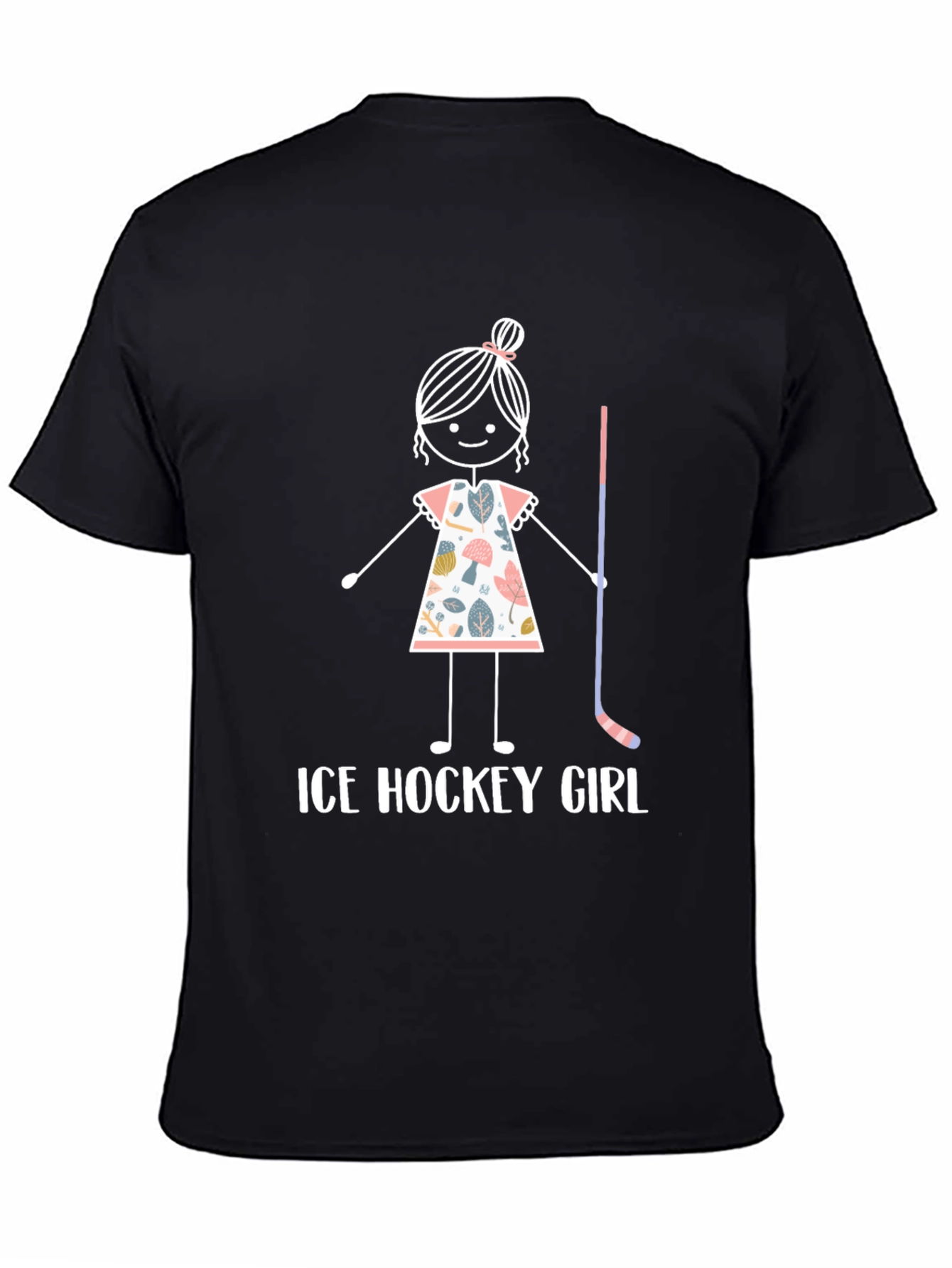 Ice Hockey Girl T-Shirt - Cute Stick Figure Design