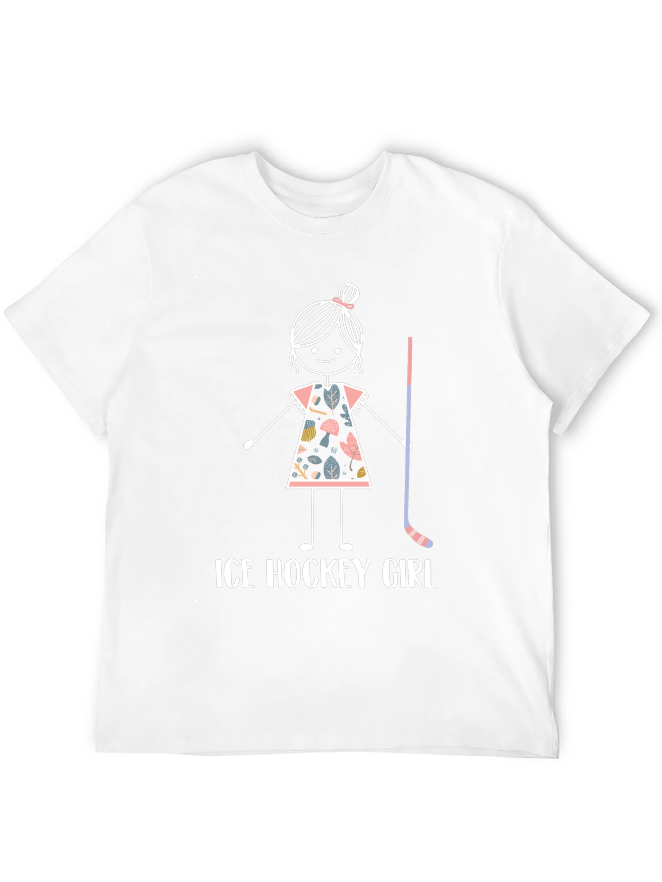 Ice Hockey Girl T-Shirt - Cute Stick Figure Design