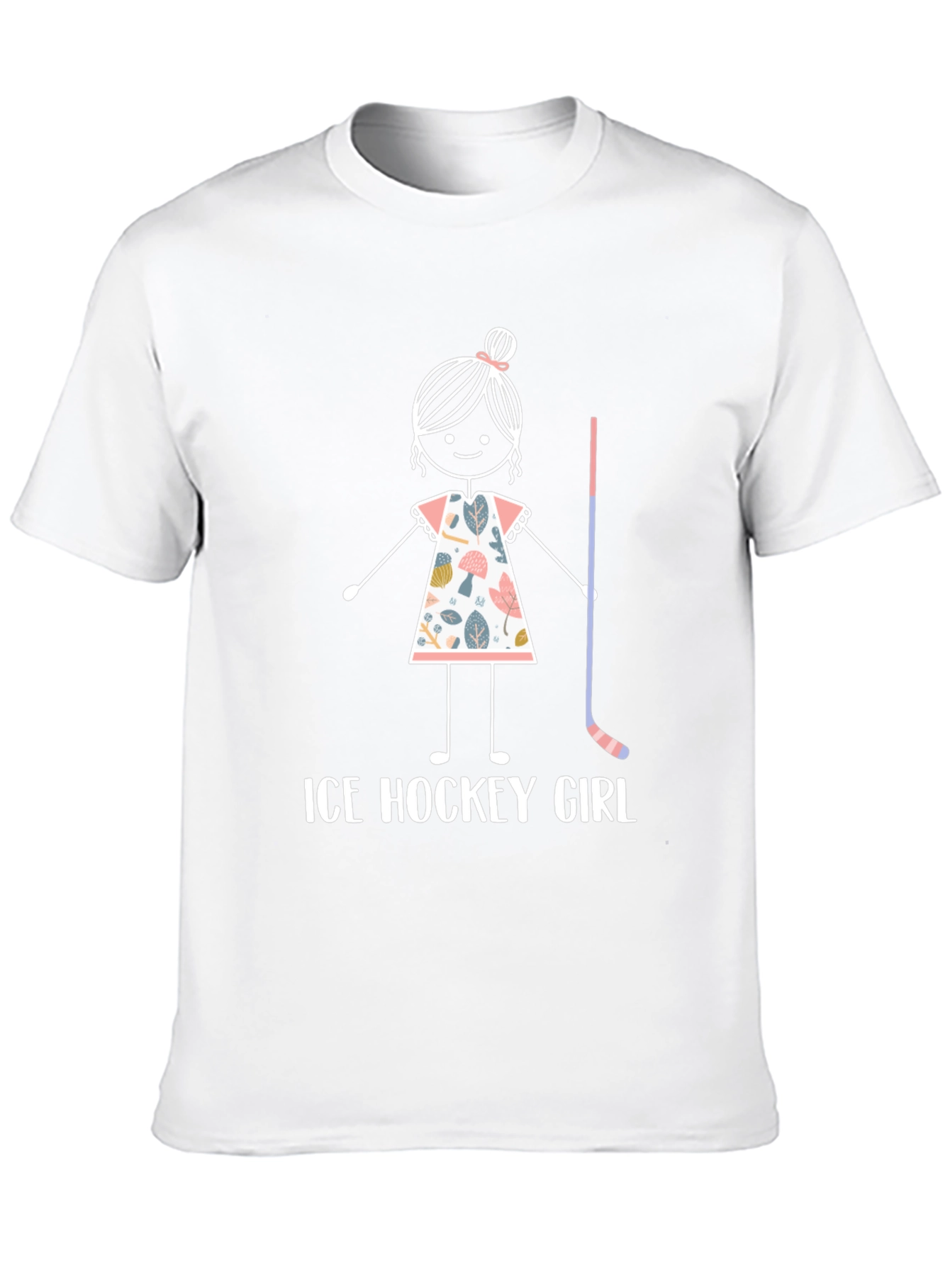Ice Hockey Girl T-Shirt - Cute Stick Figure Design