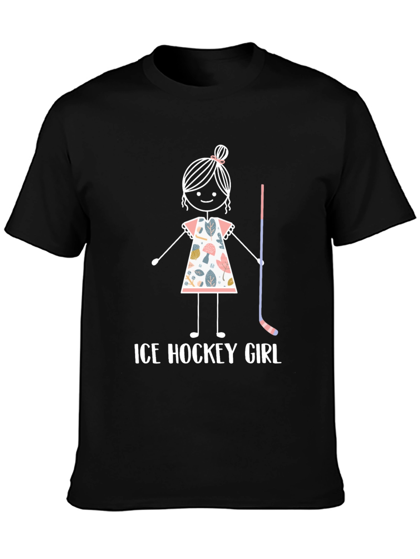 Ice Hockey Girl T-Shirt - Cute Stick Figure Design