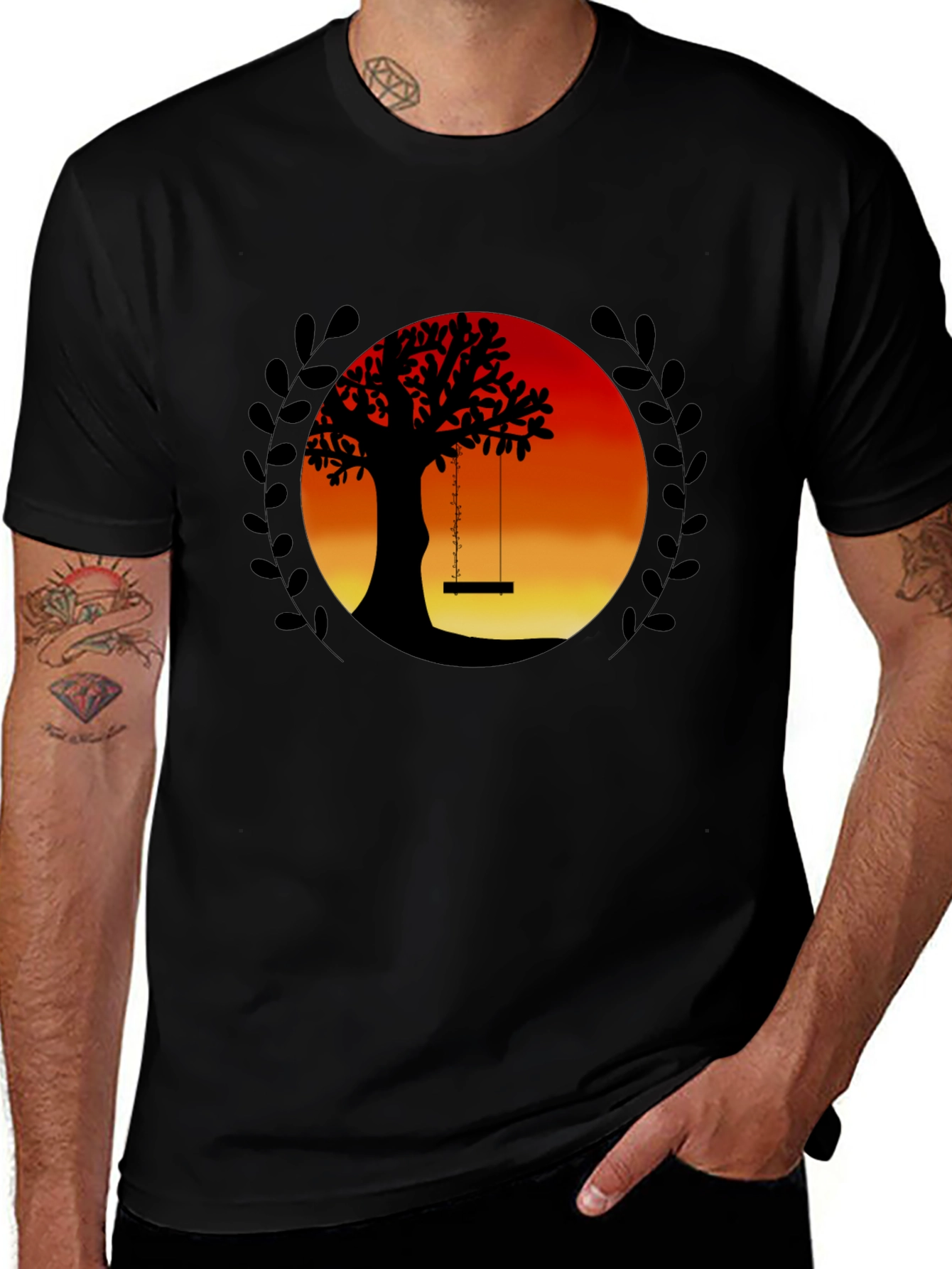 Sunset Tree Swing Graphic Tee