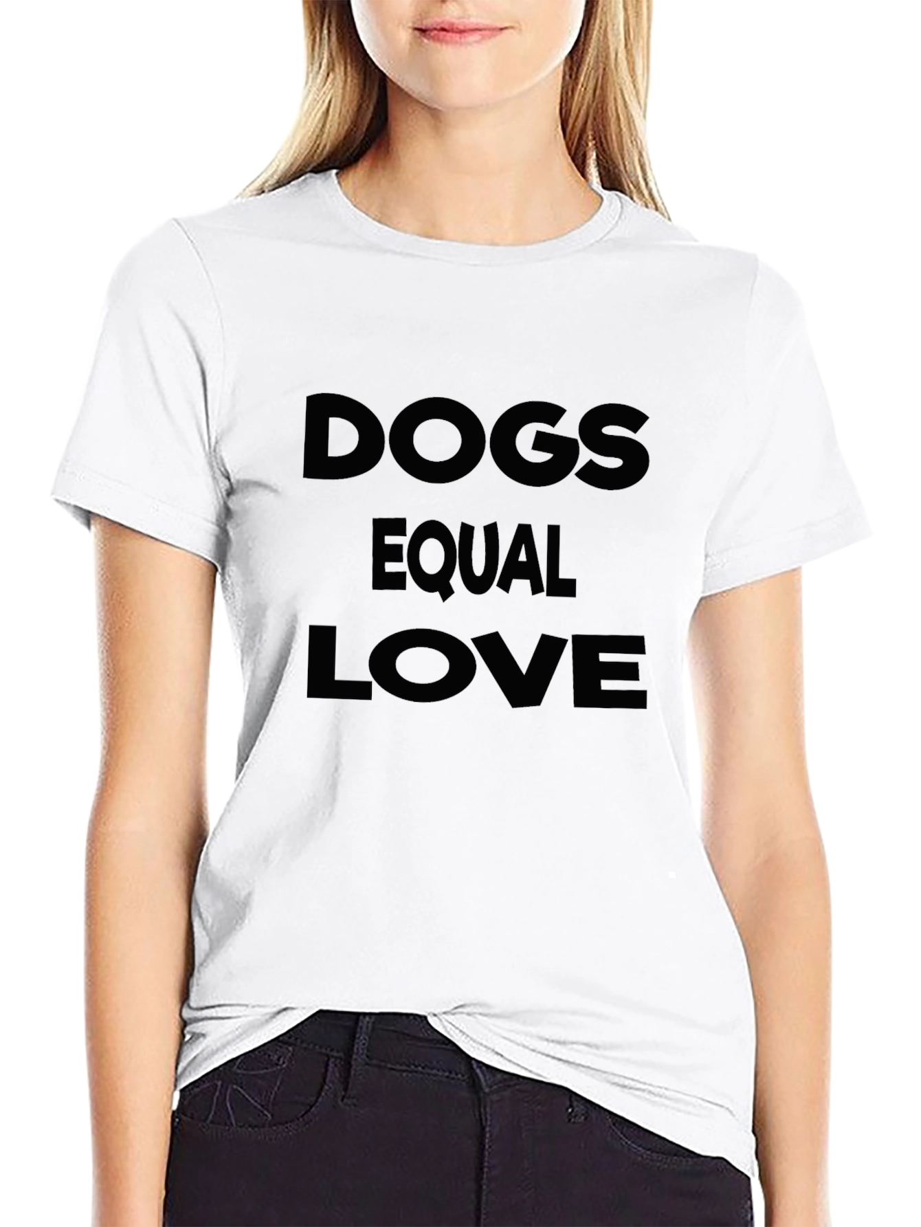 Dogs Equal Love Black Graphic T-Shirt