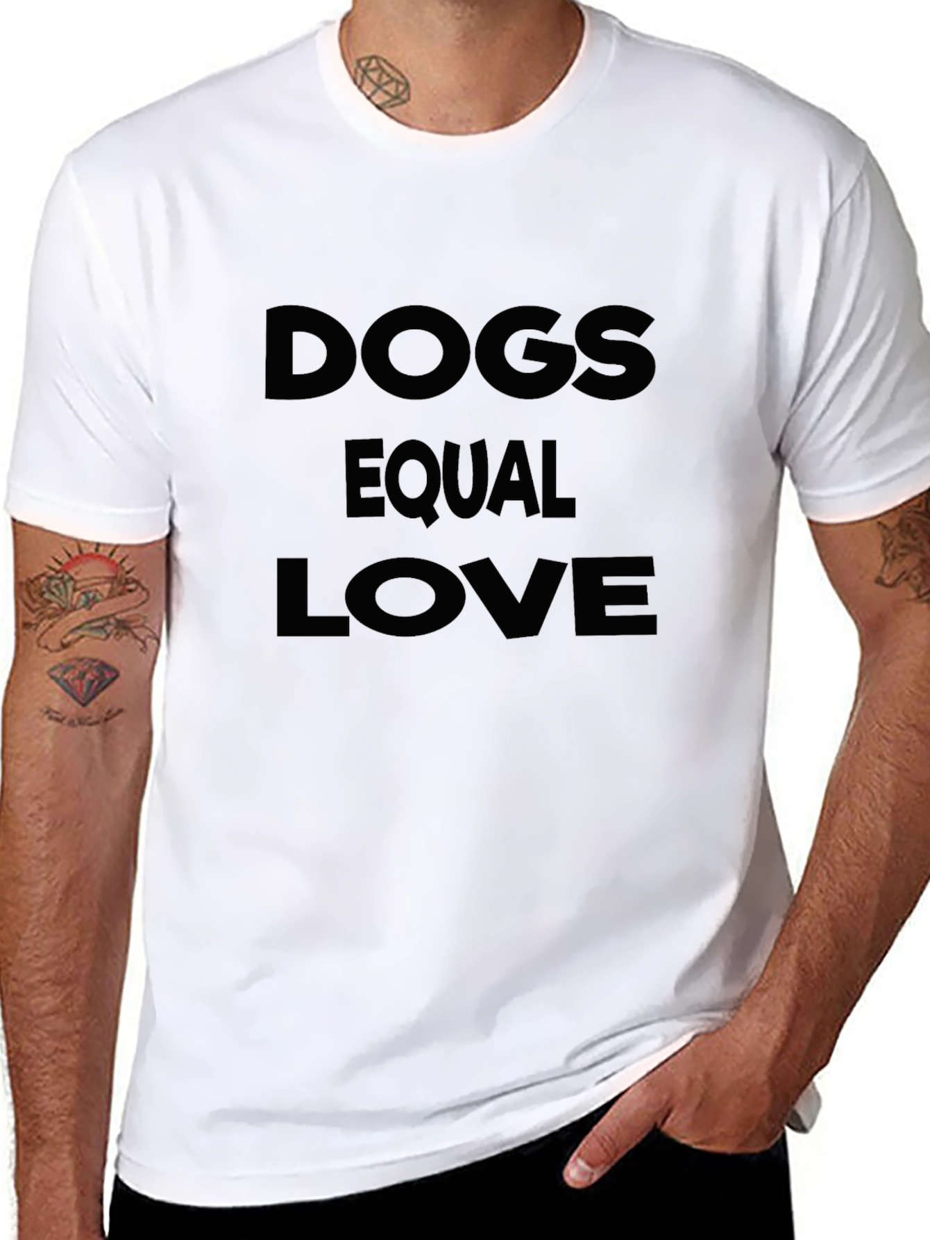 Dogs Equal Love Black Graphic T-Shirt