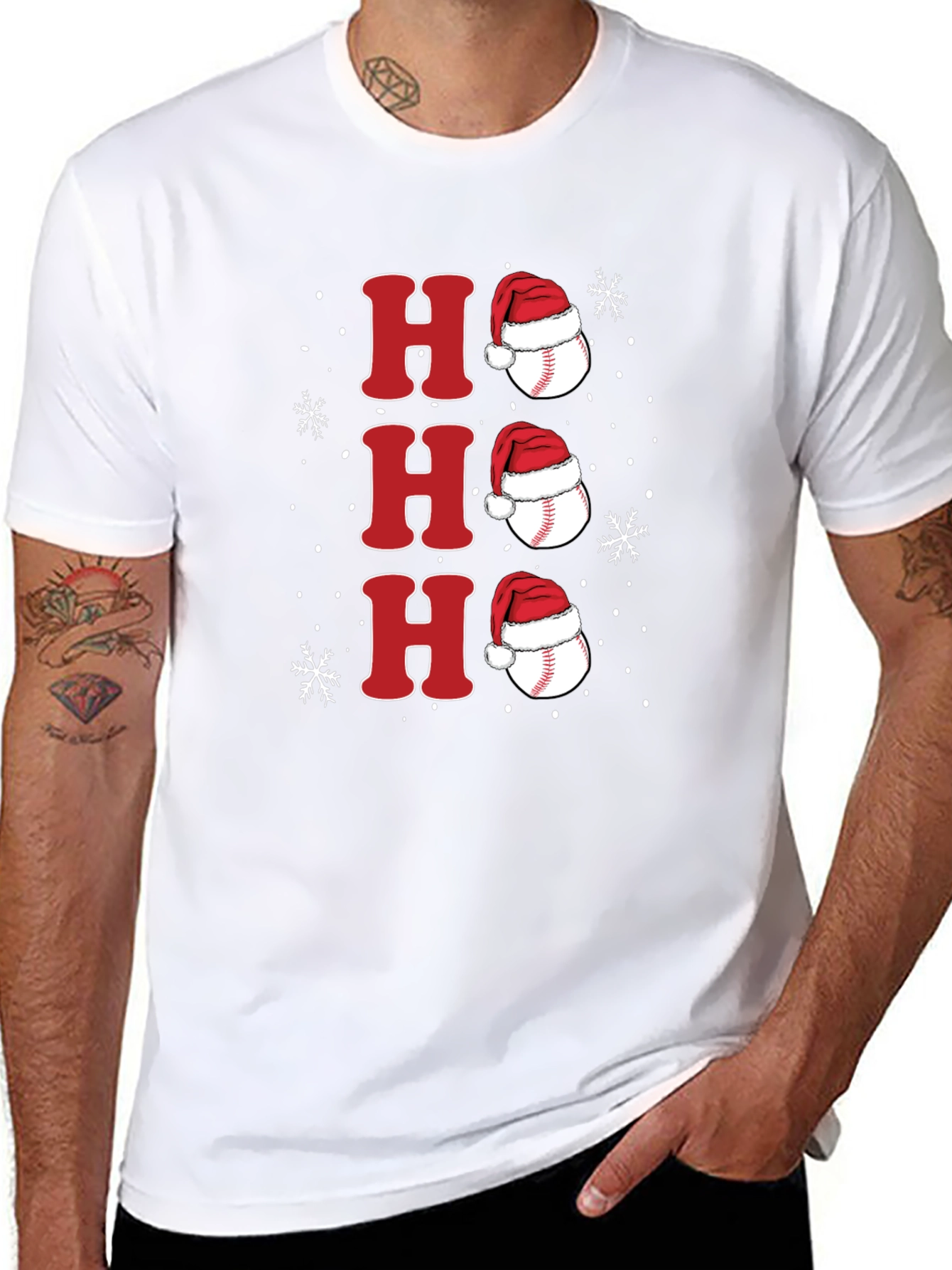 Festive Baseball Santa Hat Tee