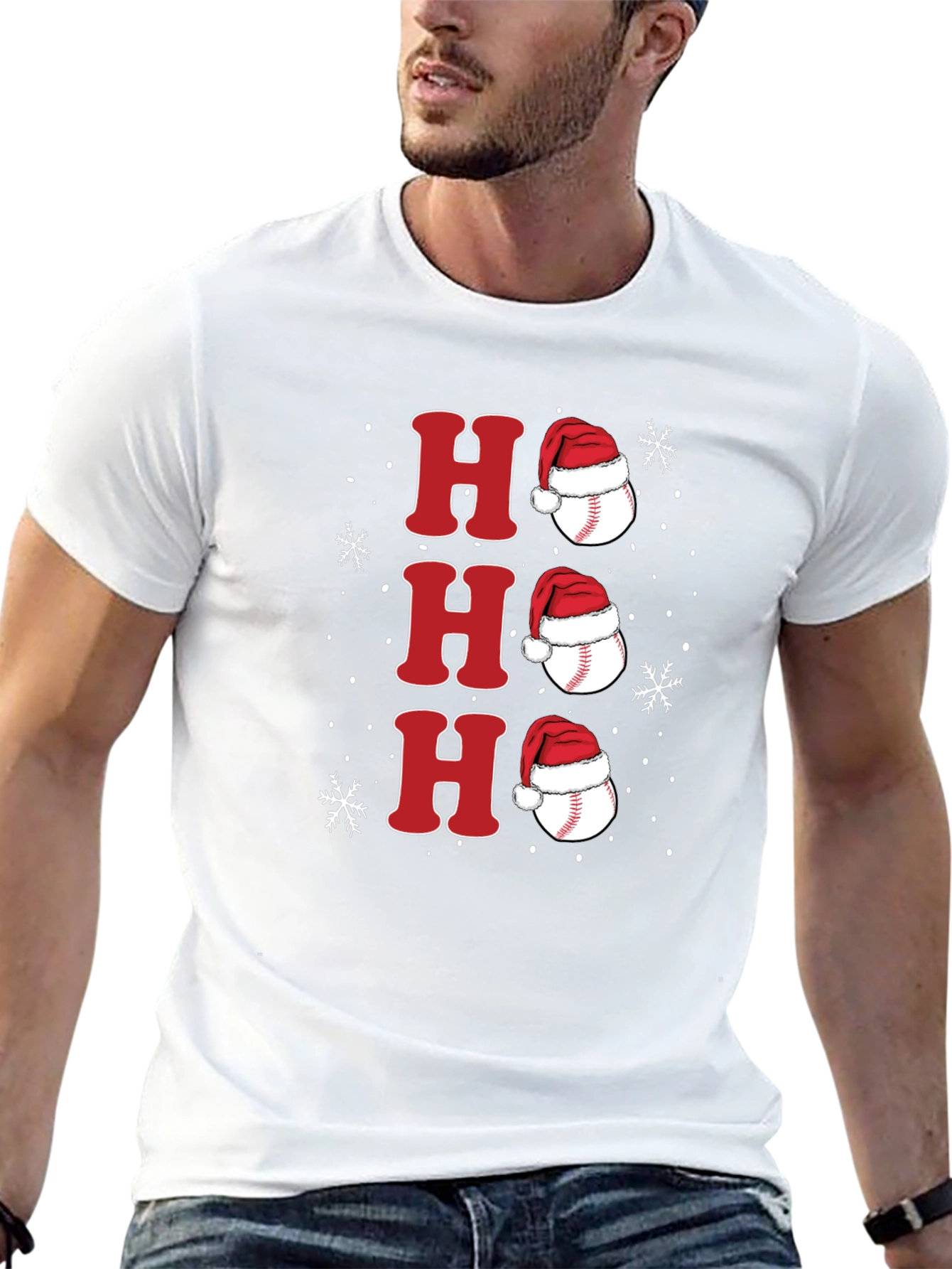 Festive Baseball Santa Hat Tee