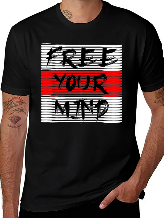 Free Your Mind Graphic Tee - Black Cotton Blend T-Shirt