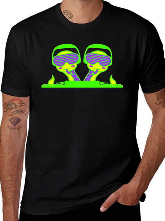 Neon Alien DJ Black T-Shirt