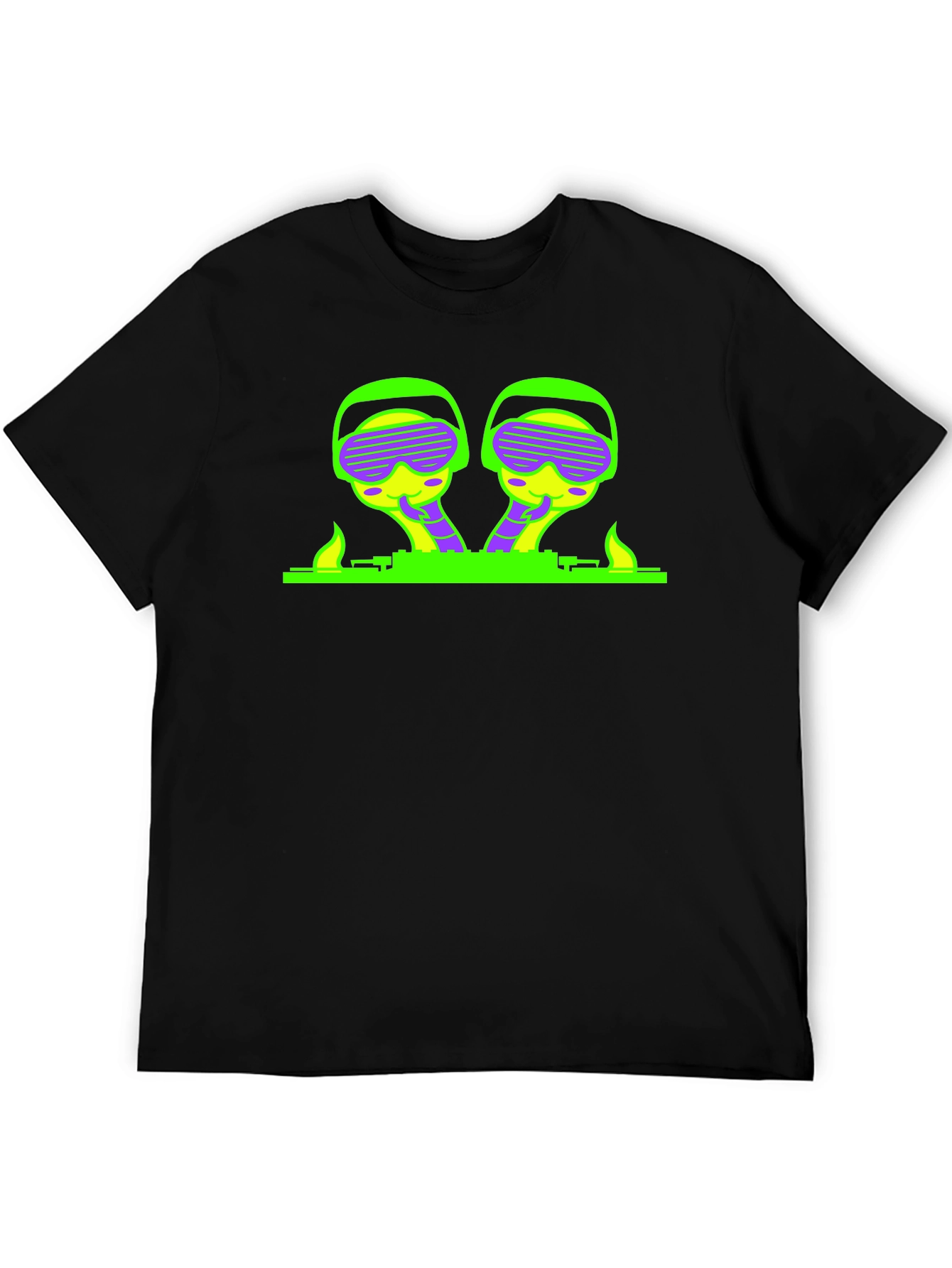 Neon Alien DJ Black T-Shirt