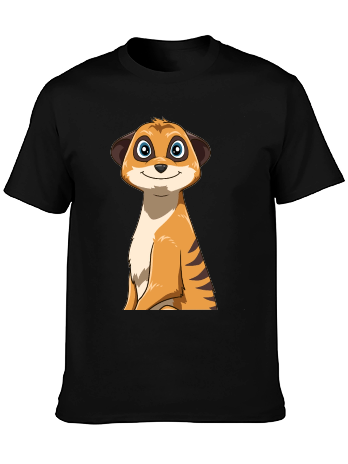Cartoon Meerkat Graphic Tee - Black