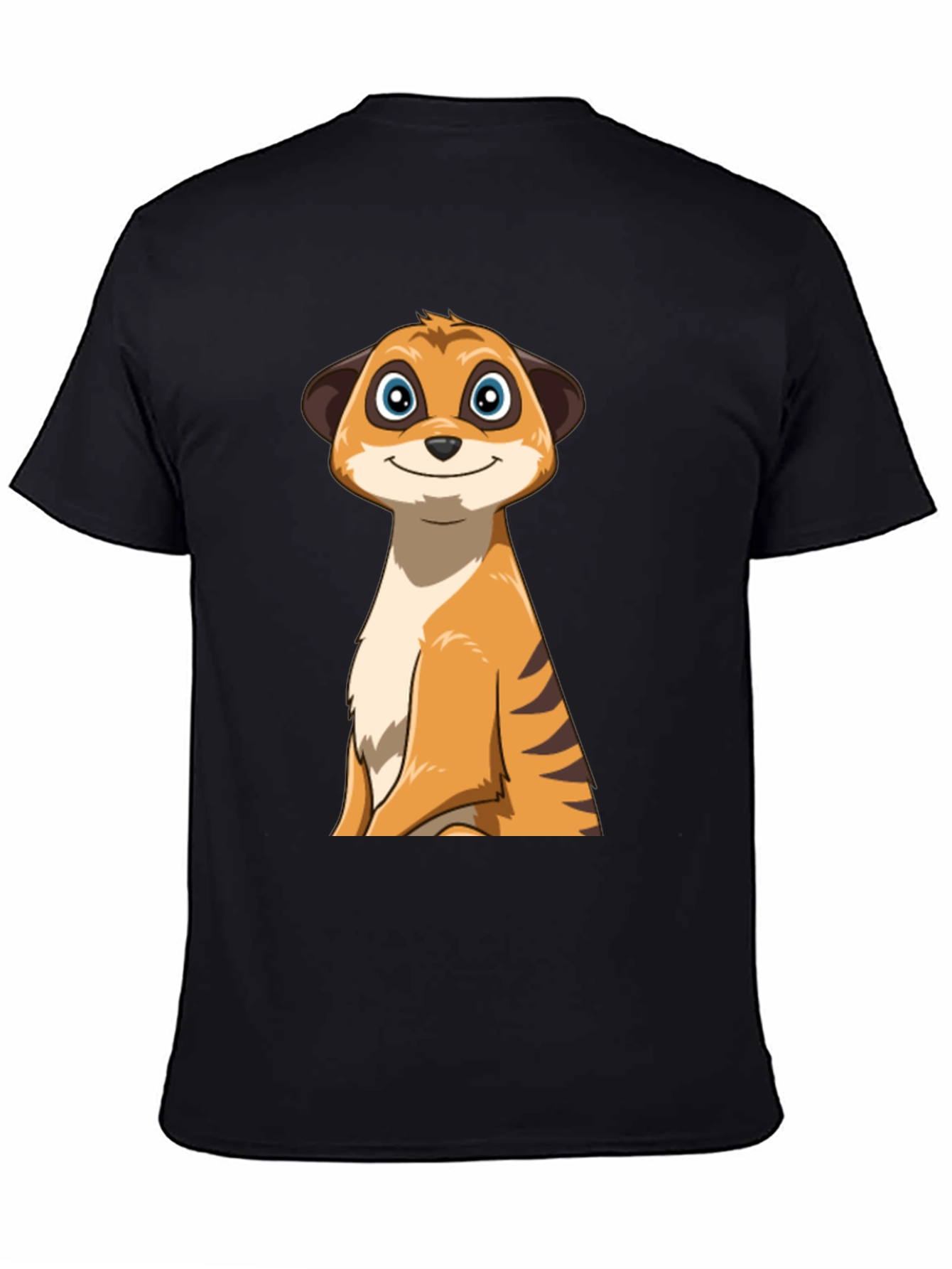 Cartoon Meerkat Graphic Tee - Black