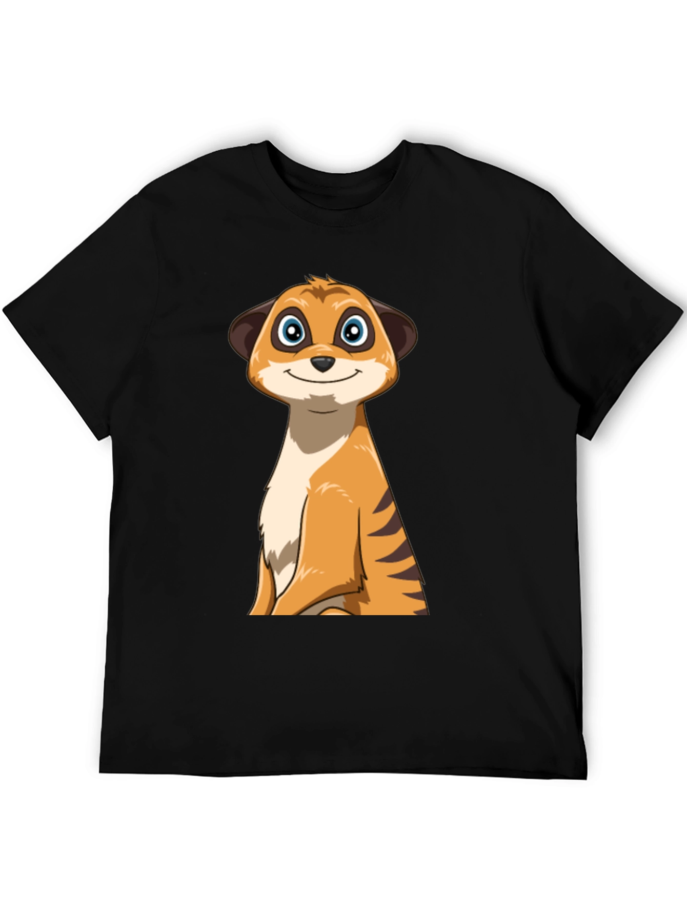 Cartoon Meerkat Graphic Tee - Black