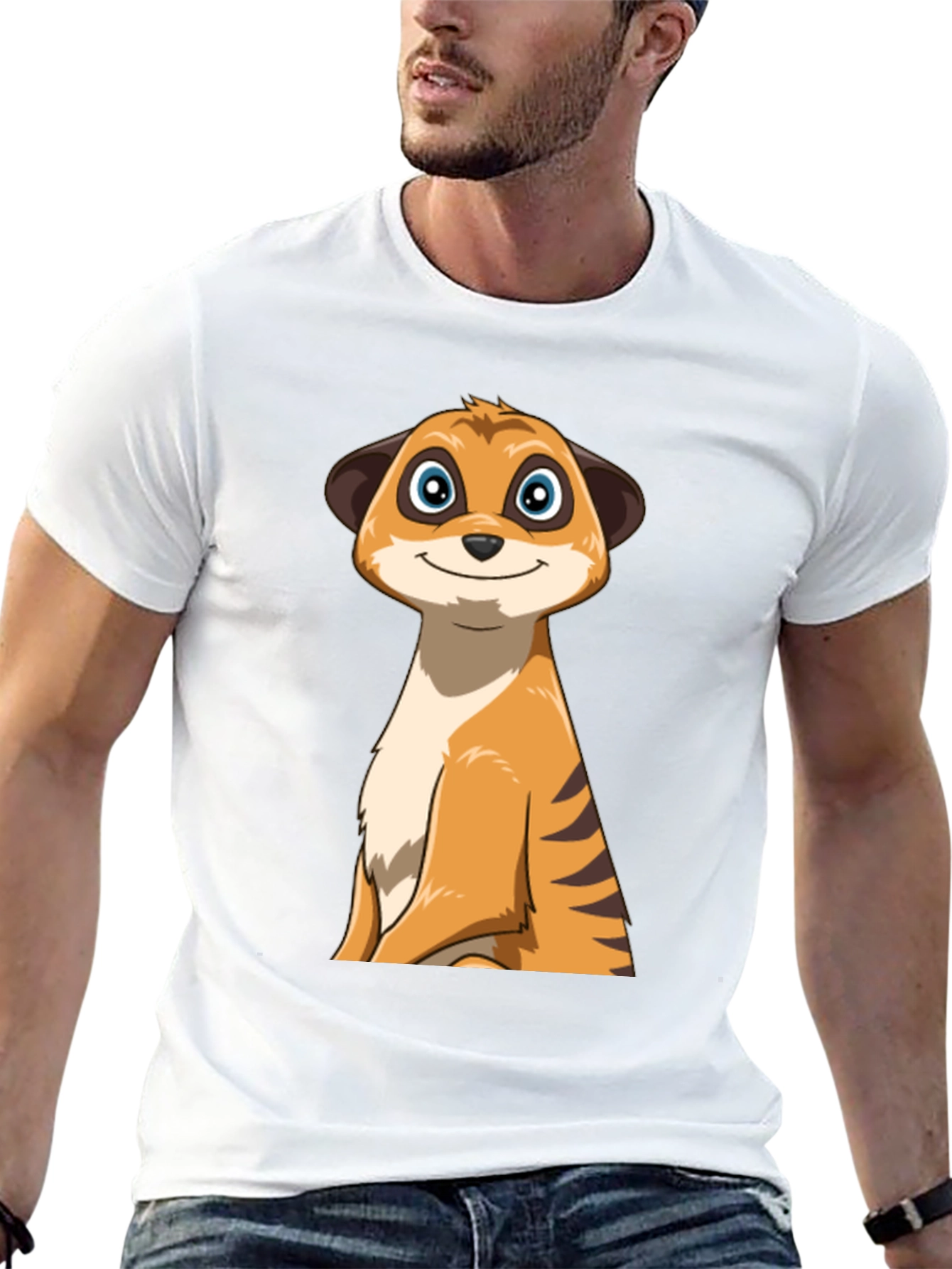 Cartoon Meerkat Graphic Tee - Black