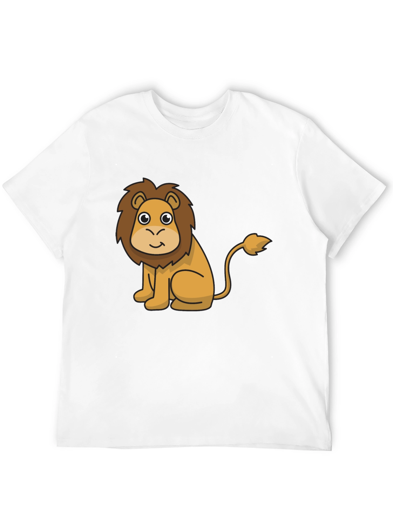 Cute Lion Cartoon Graphic Print Black T-Shirt