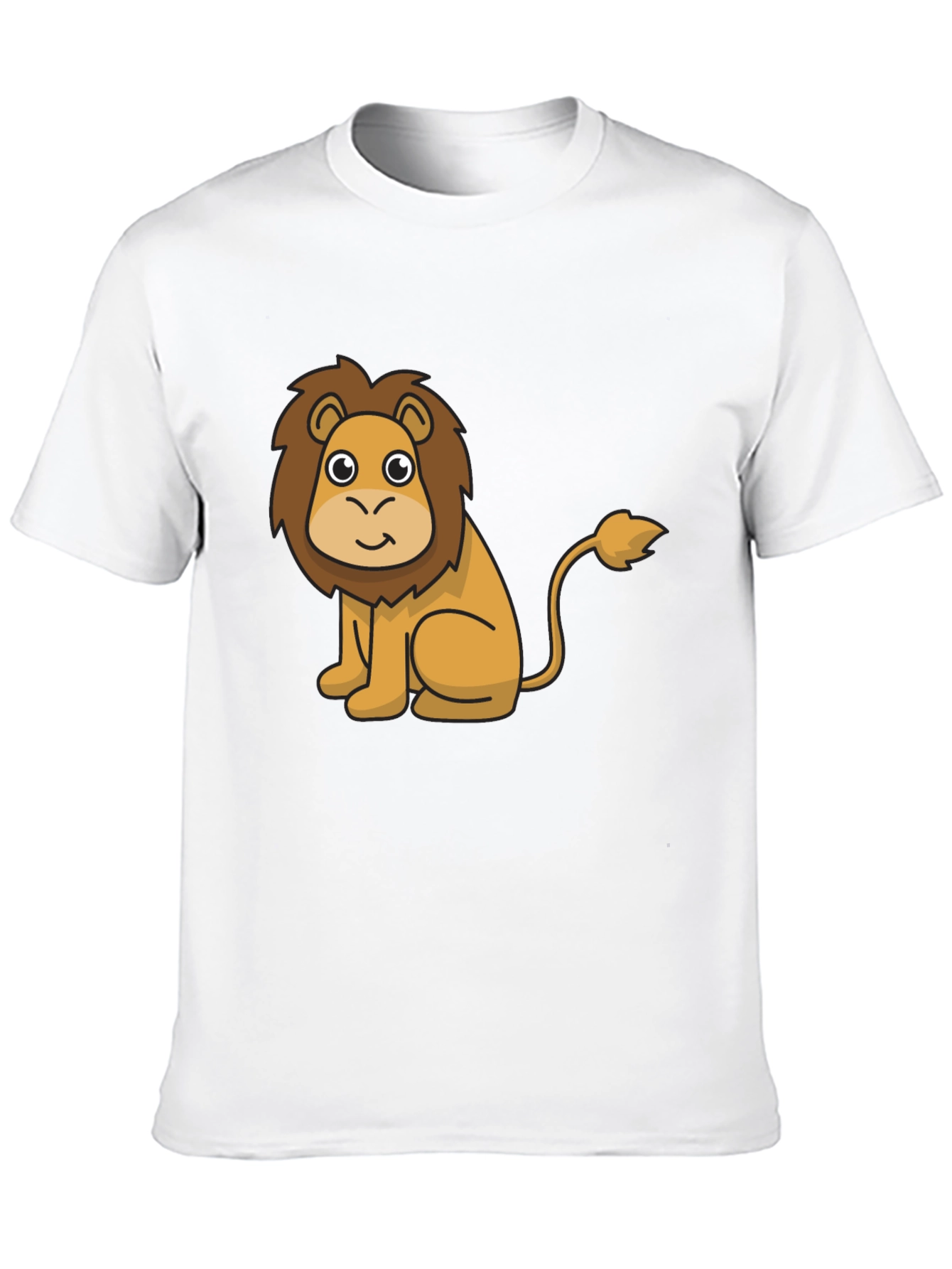 Cute Lion Cartoon Graphic Print Black T-Shirt