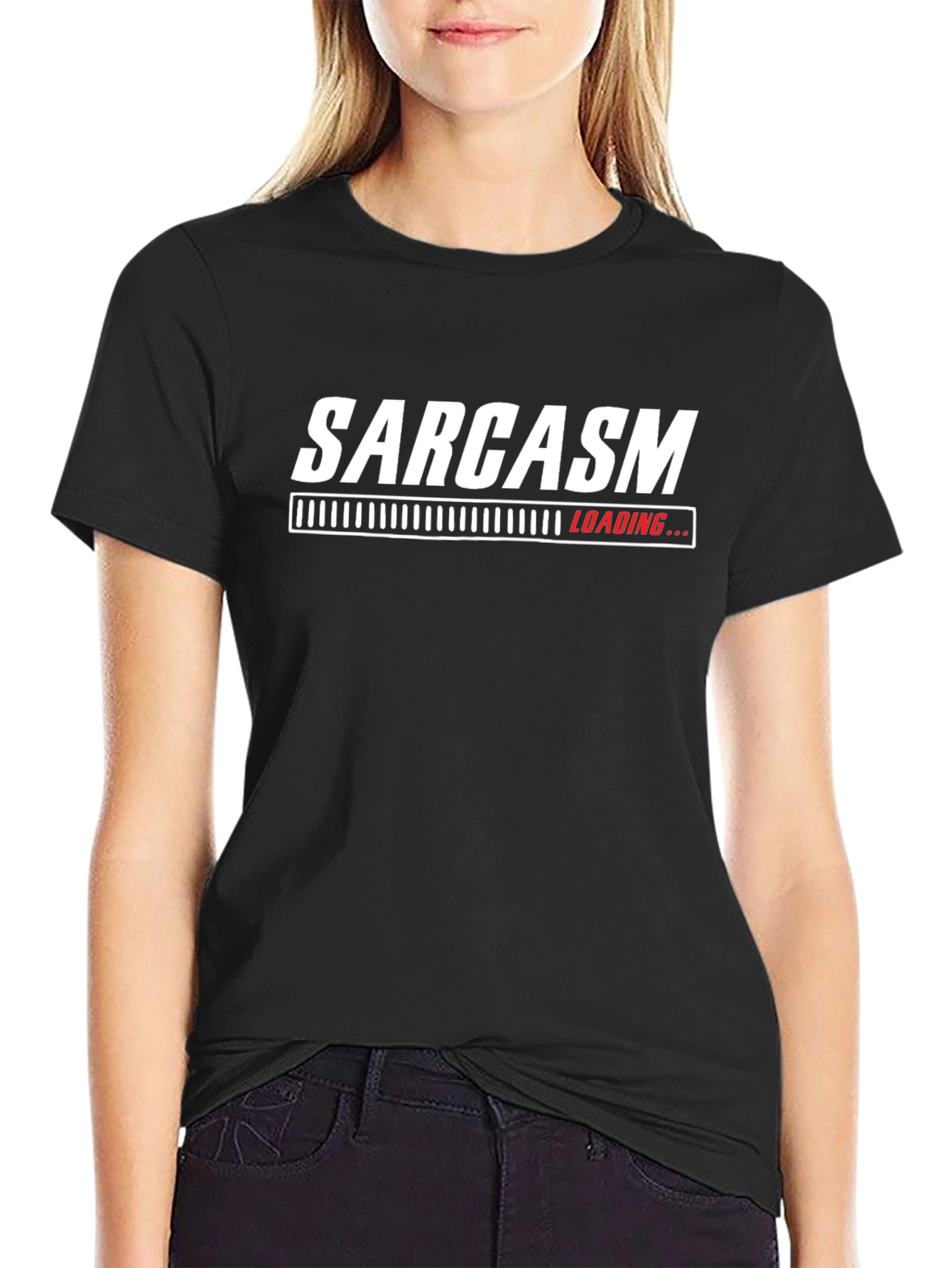 Sarcasm Loading Funny Graphic Tee - Black