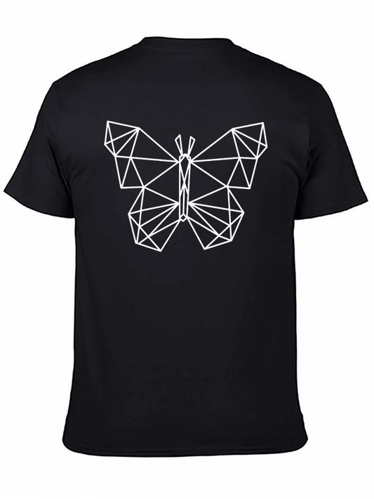 Geometric Butterfly Graphic Tee - Black