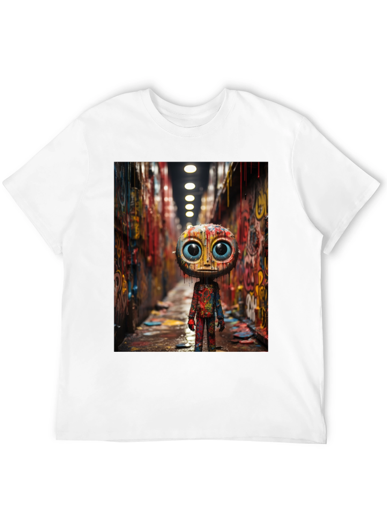 Abstract Character Graphic Tee - Black