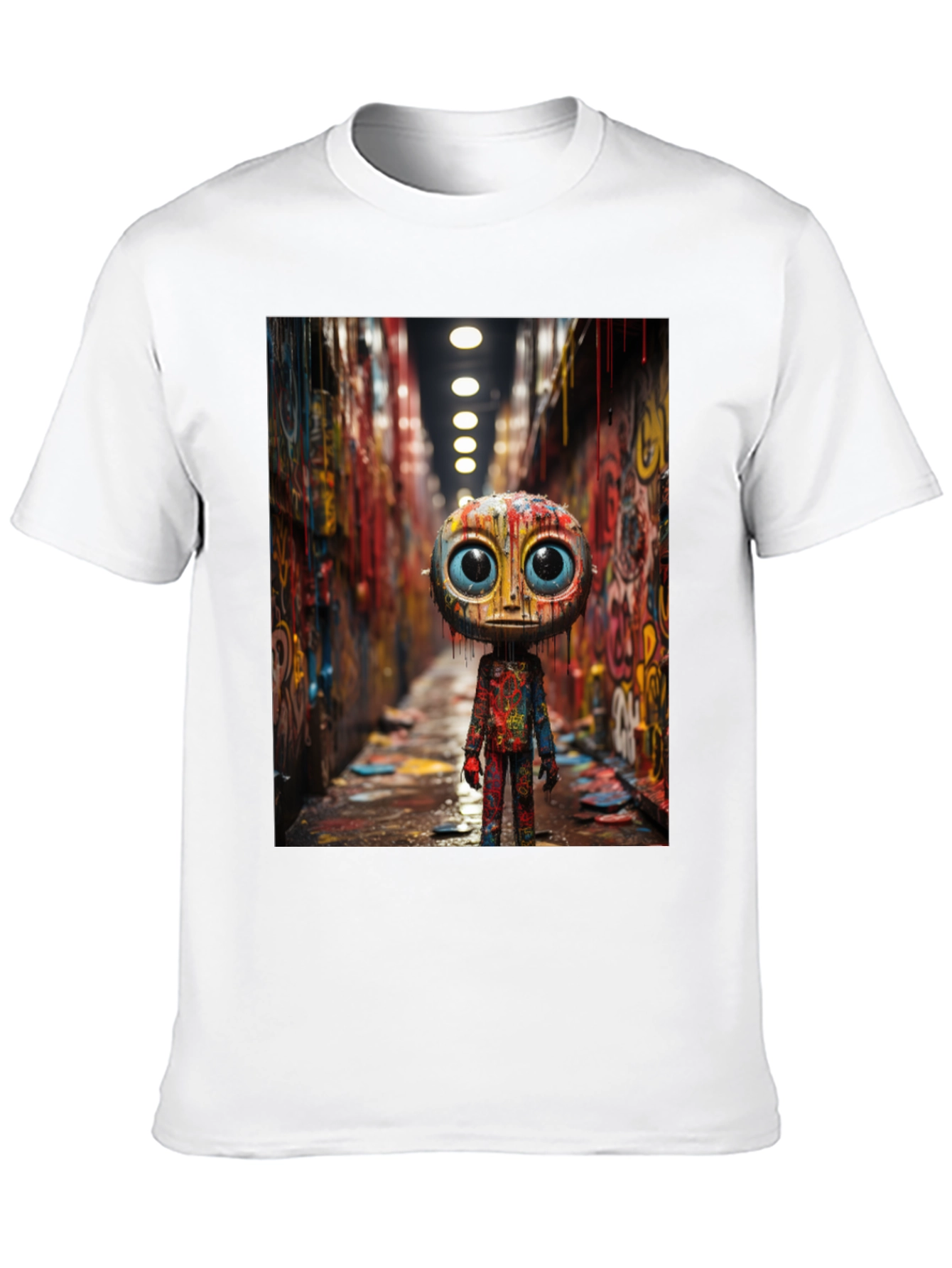 Abstract Character Graphic Tee - Black