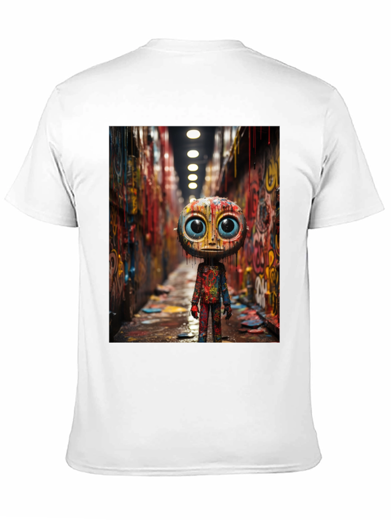 Abstract Character Graphic Tee - Black