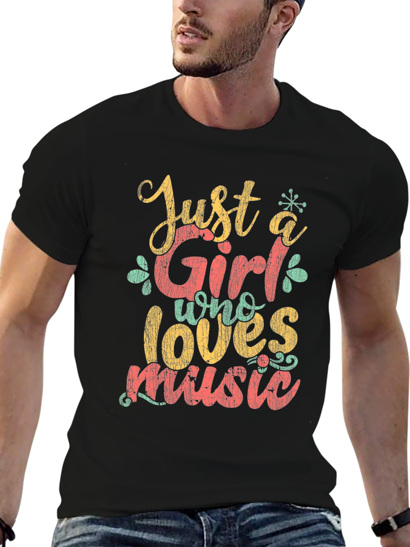 Just a Girl Who Loves Music Graphic T-Shirt