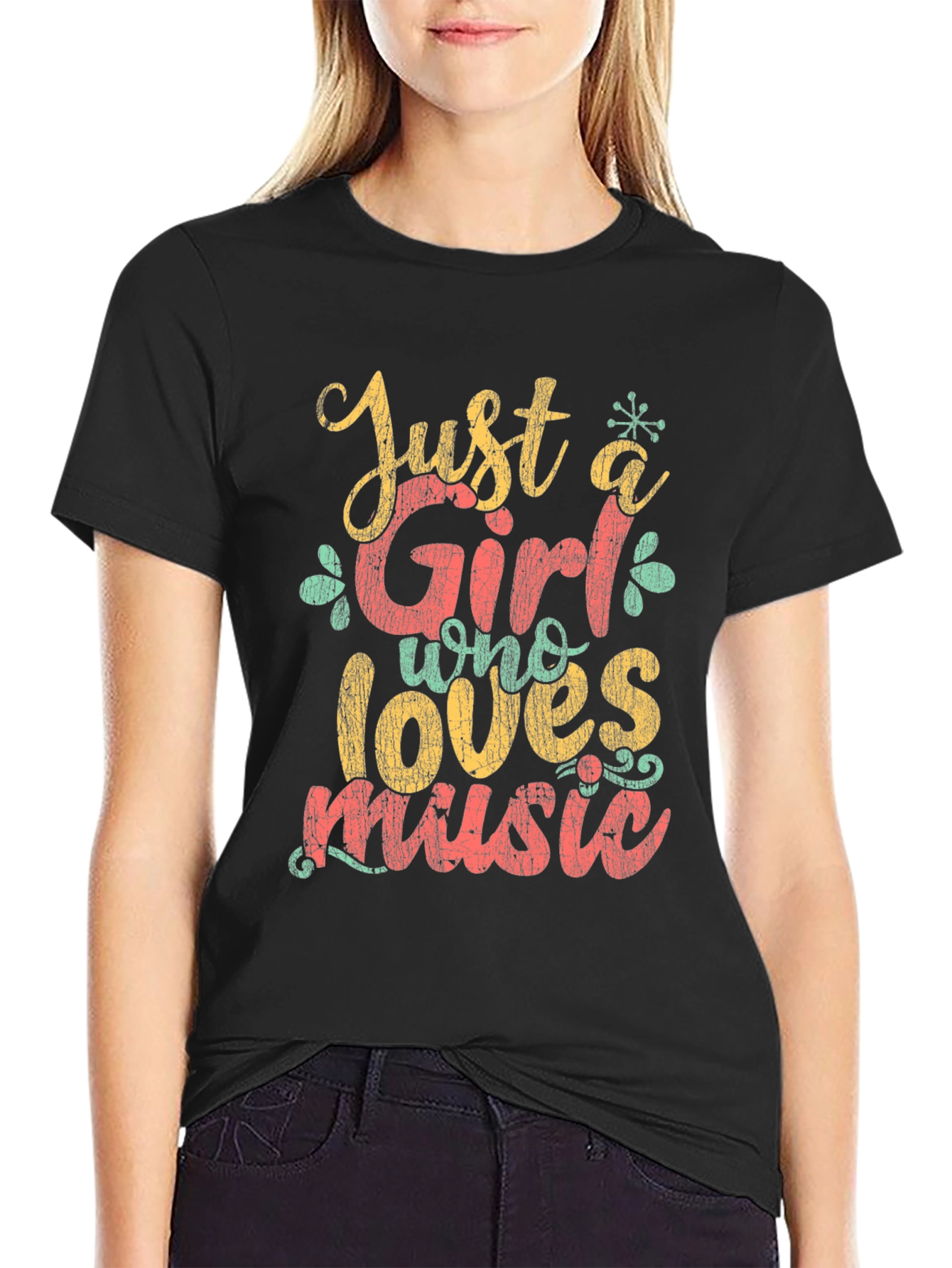 Just a Girl Who Loves Music Graphic T-Shirt