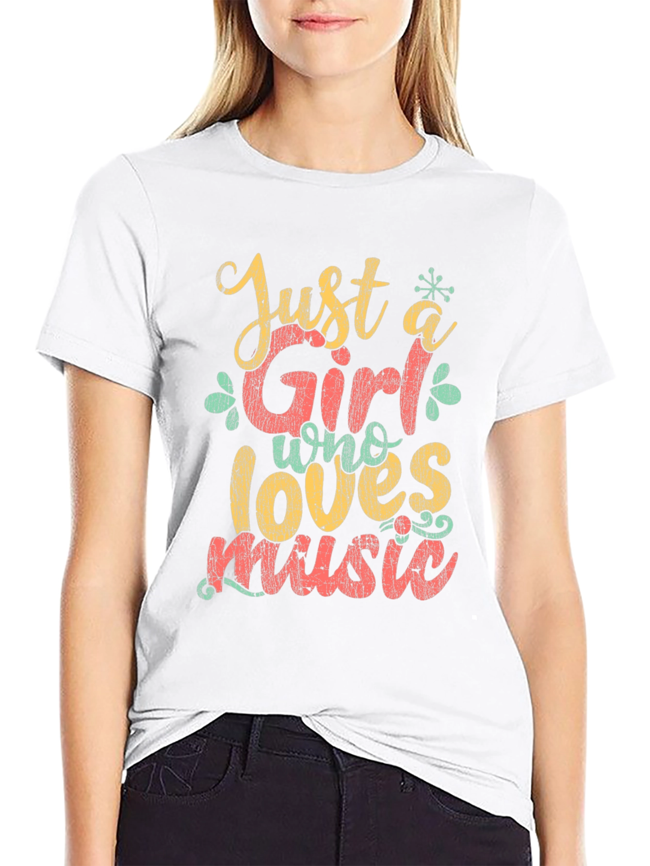 Just a Girl Who Loves Music Graphic T-Shirt