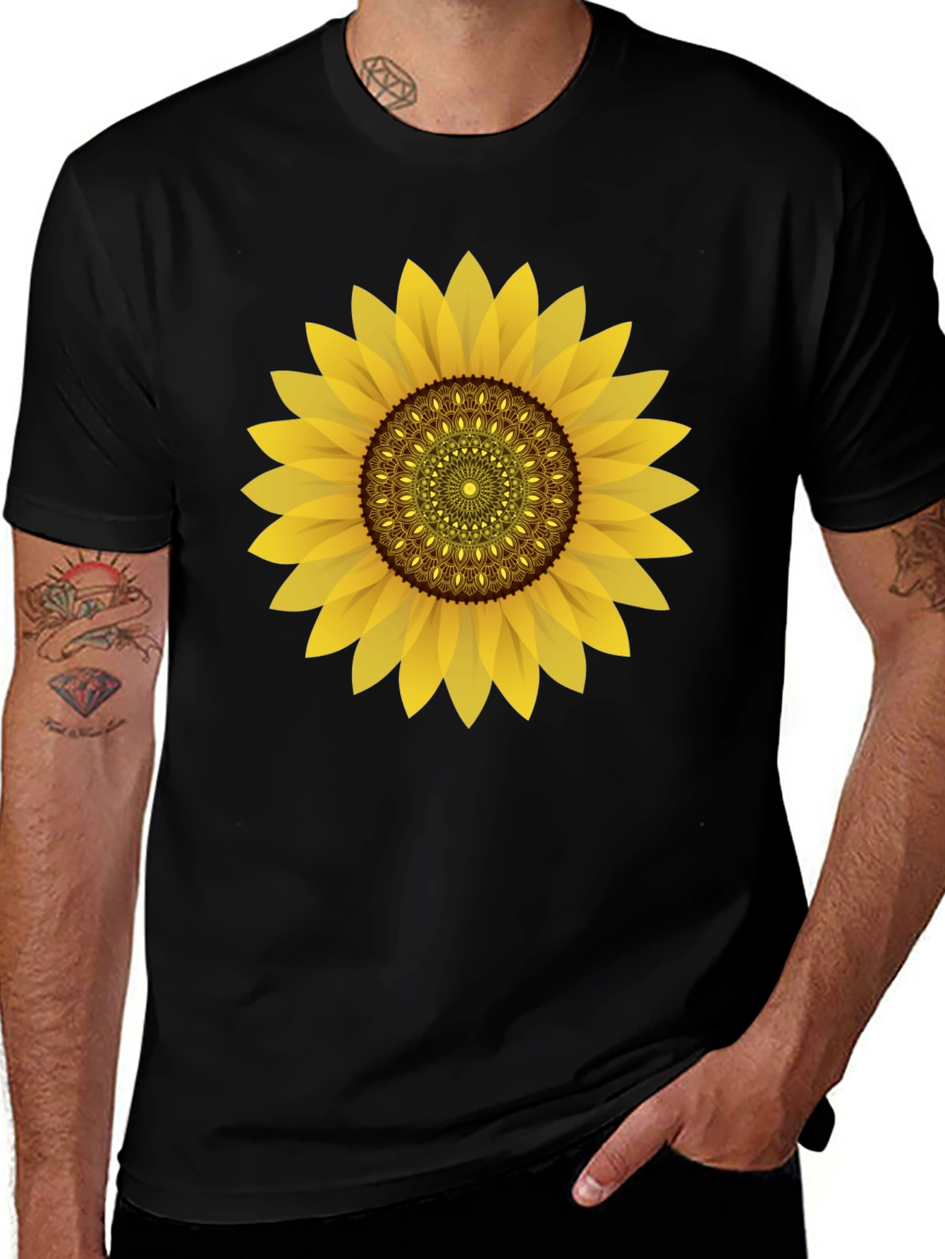 Sunflower Graphic Black T-Shirt