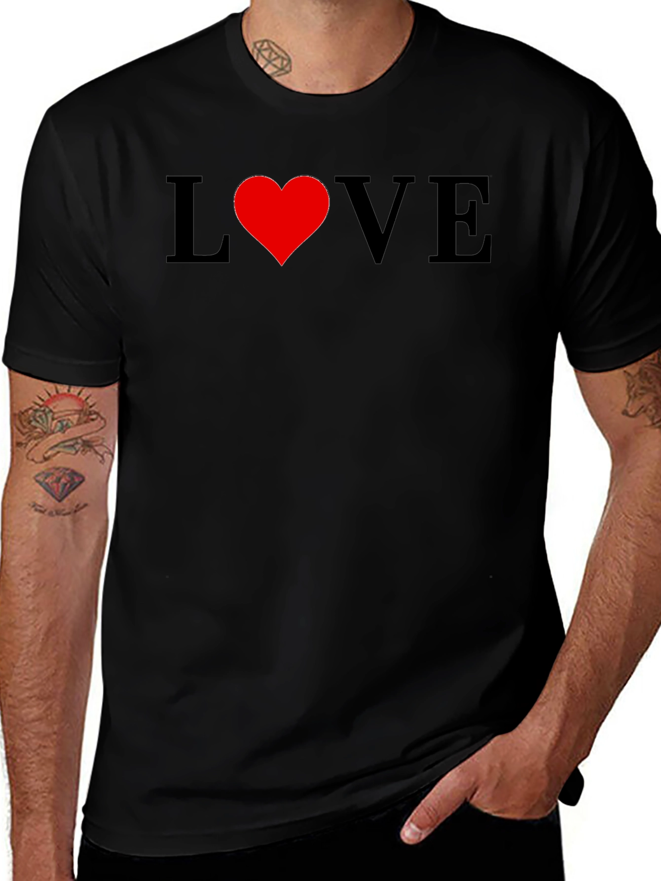 Love Heart Graphic Tee - Stylish Black T-Shirt