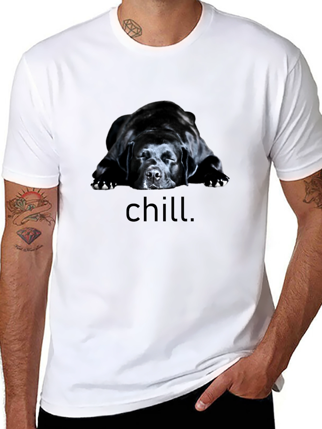 Chill Dog Graphic Tee - Black Relaxed Fit T-Shirt