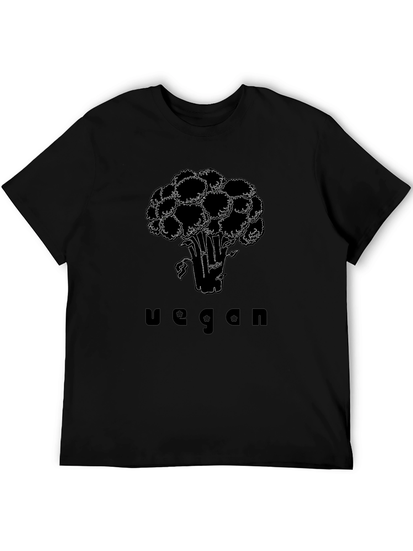Vegan Broccoli Graphic T-Shirt - Black