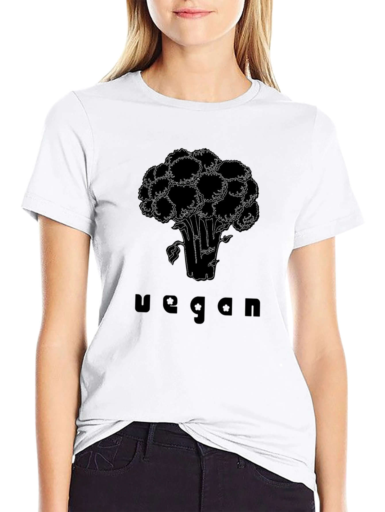 Vegan Broccoli Graphic T-Shirt - Black