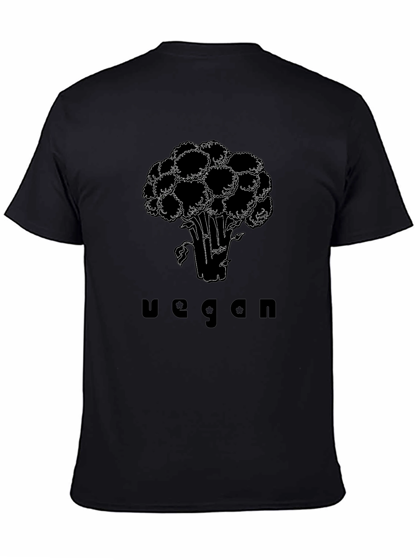 Vegan Broccoli Graphic T-Shirt - Black