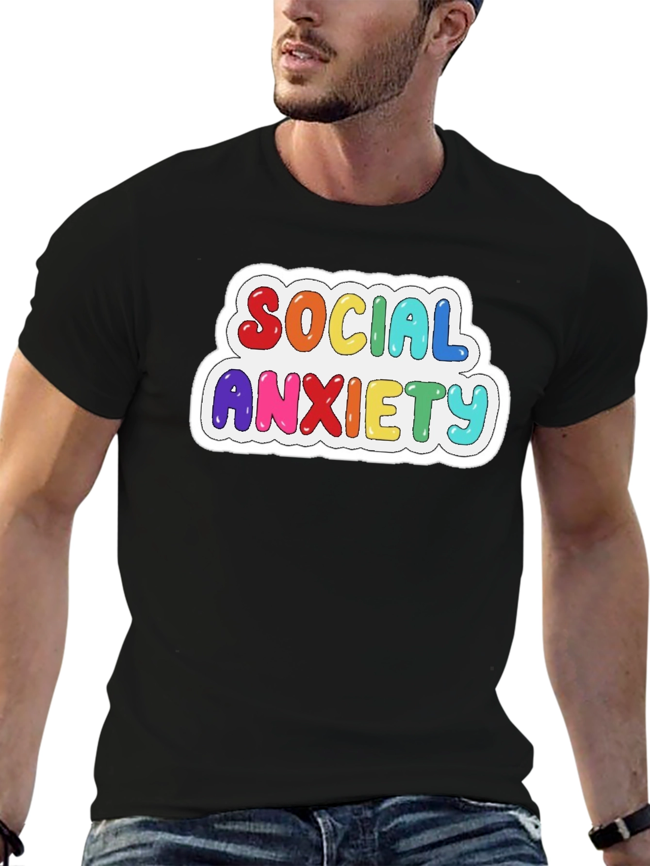 Social Anxiety Rainbow Graphic T-Shirt