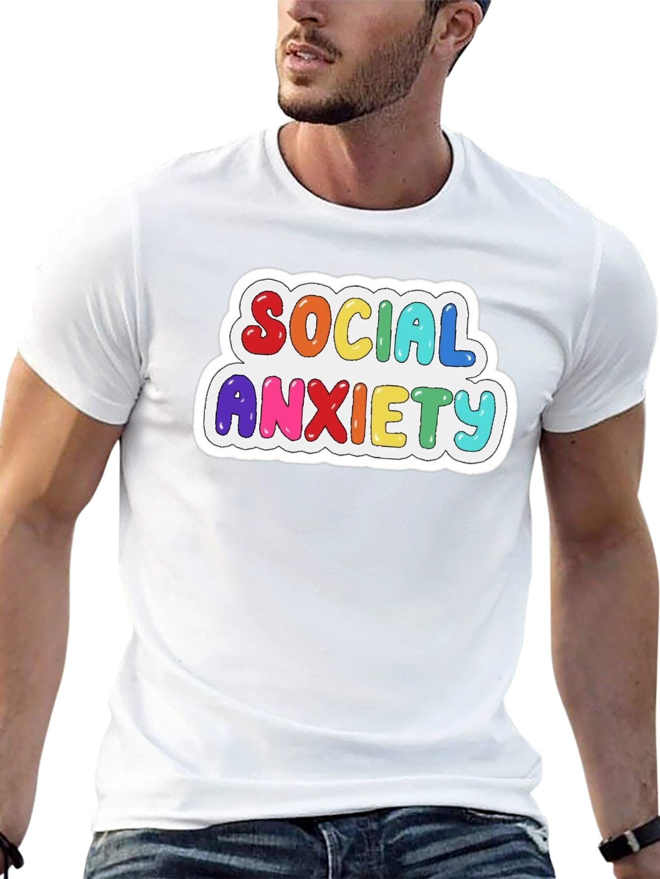 Social Anxiety Rainbow Graphic T-Shirt
