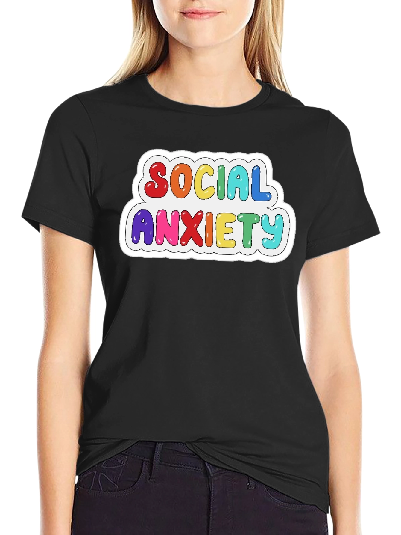 Social Anxiety Rainbow Graphic T-Shirt