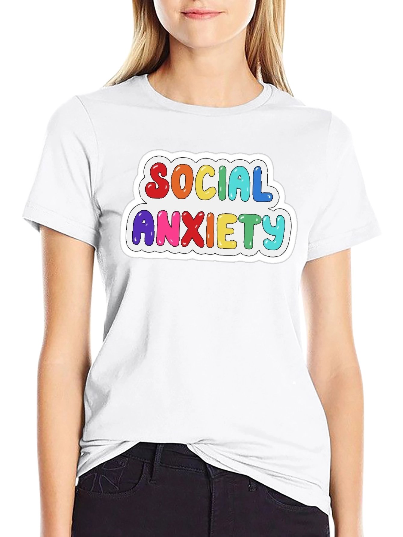 Social Anxiety Rainbow Graphic T-Shirt