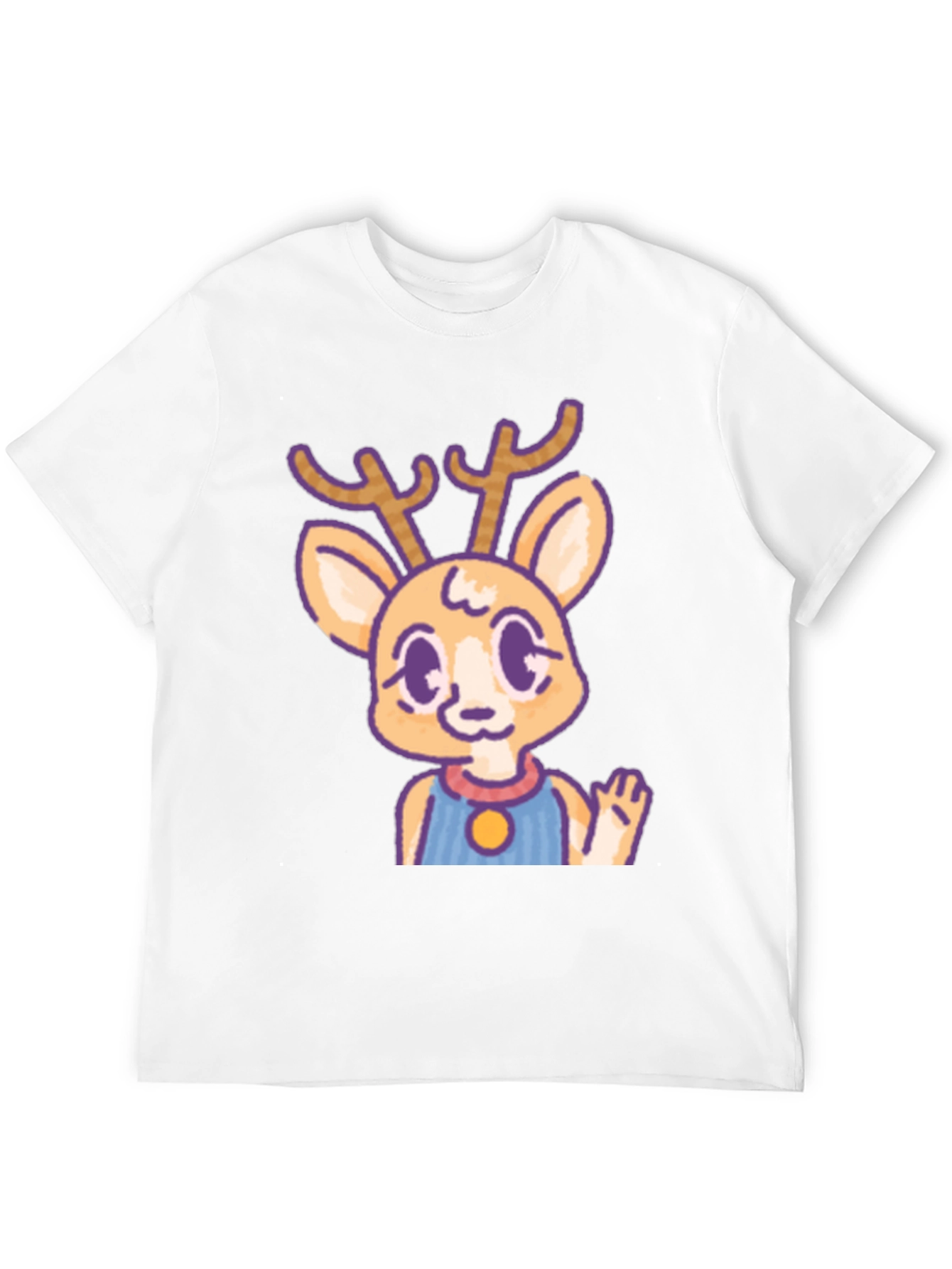 Cute Deer Cartoon Graphic Black T-Shirt