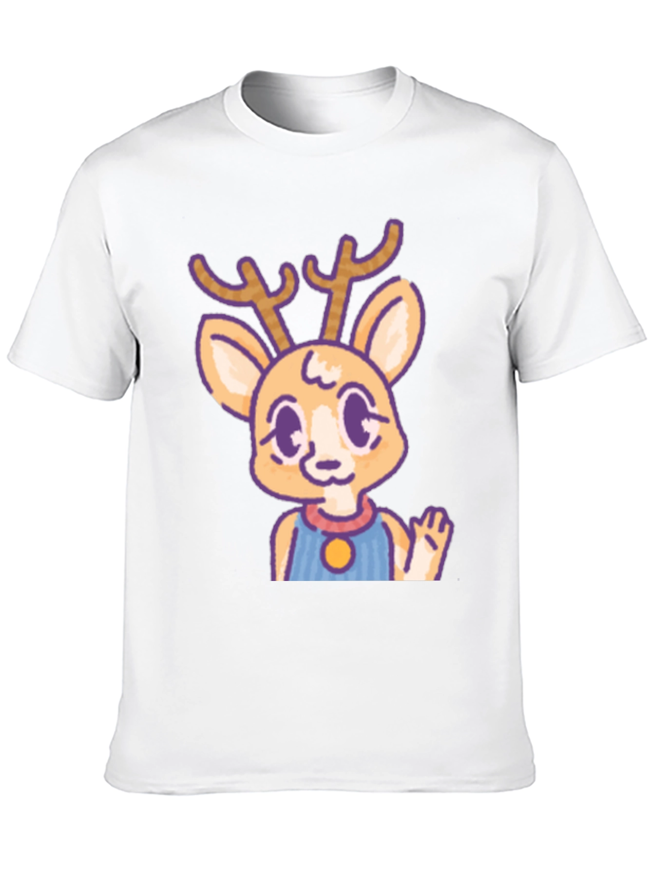 Cute Deer Cartoon Graphic Black T-Shirt