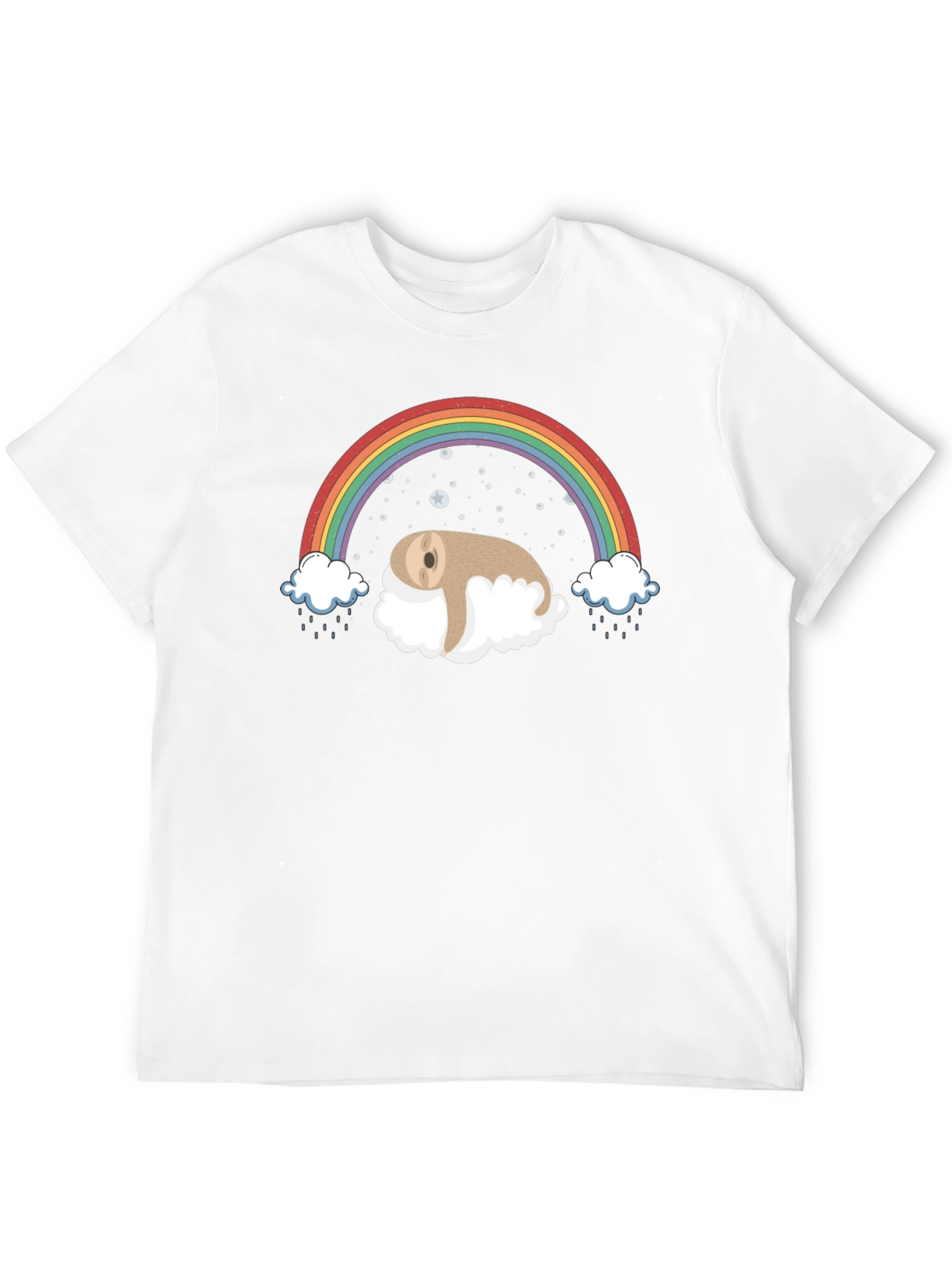 Sloth Rainbow Cloud Black T-Shirt