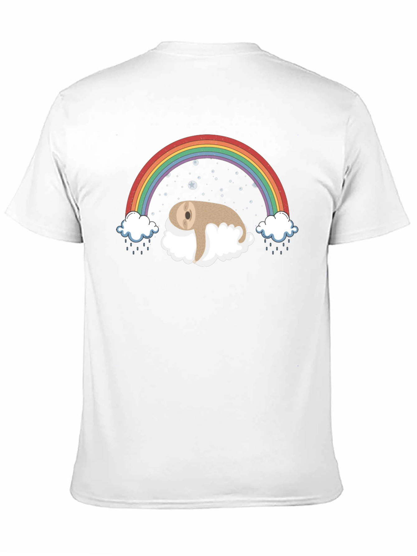Sloth Rainbow Cloud Black T-Shirt