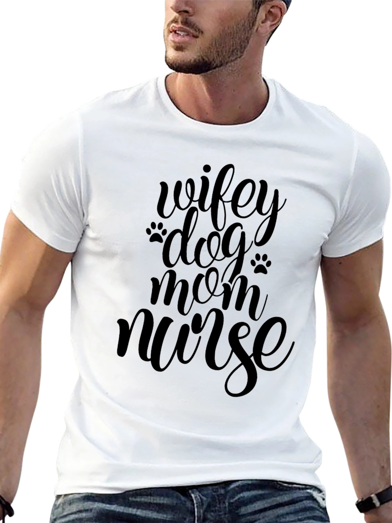 Wifey Dog Mom Nurse Black T-Shirt